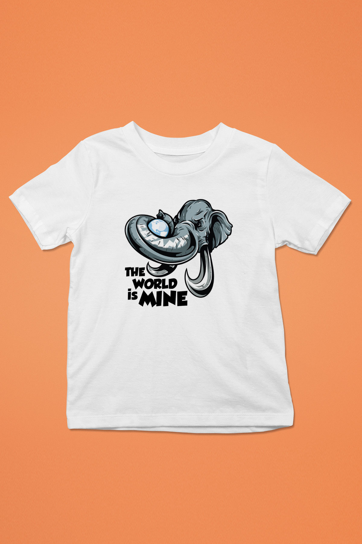 Fil Baskılı Beyaz Unisex Çocuk Tişört