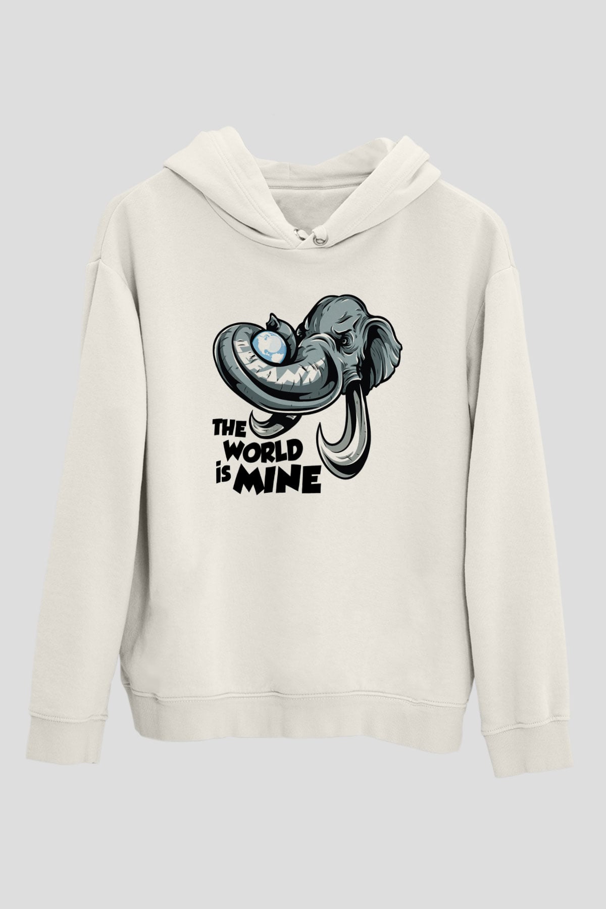 Fil Beyaz Unisex Kapşonlu Sweatshirt
