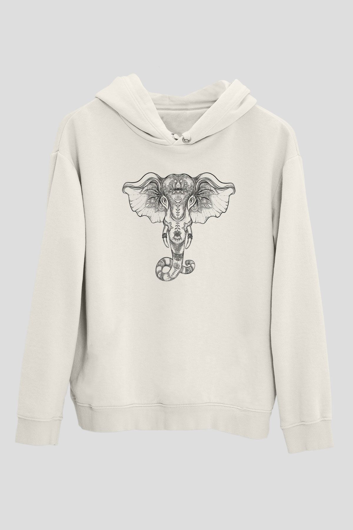 Fil Beyaz Unisex Kapşonlu Sweatshirt