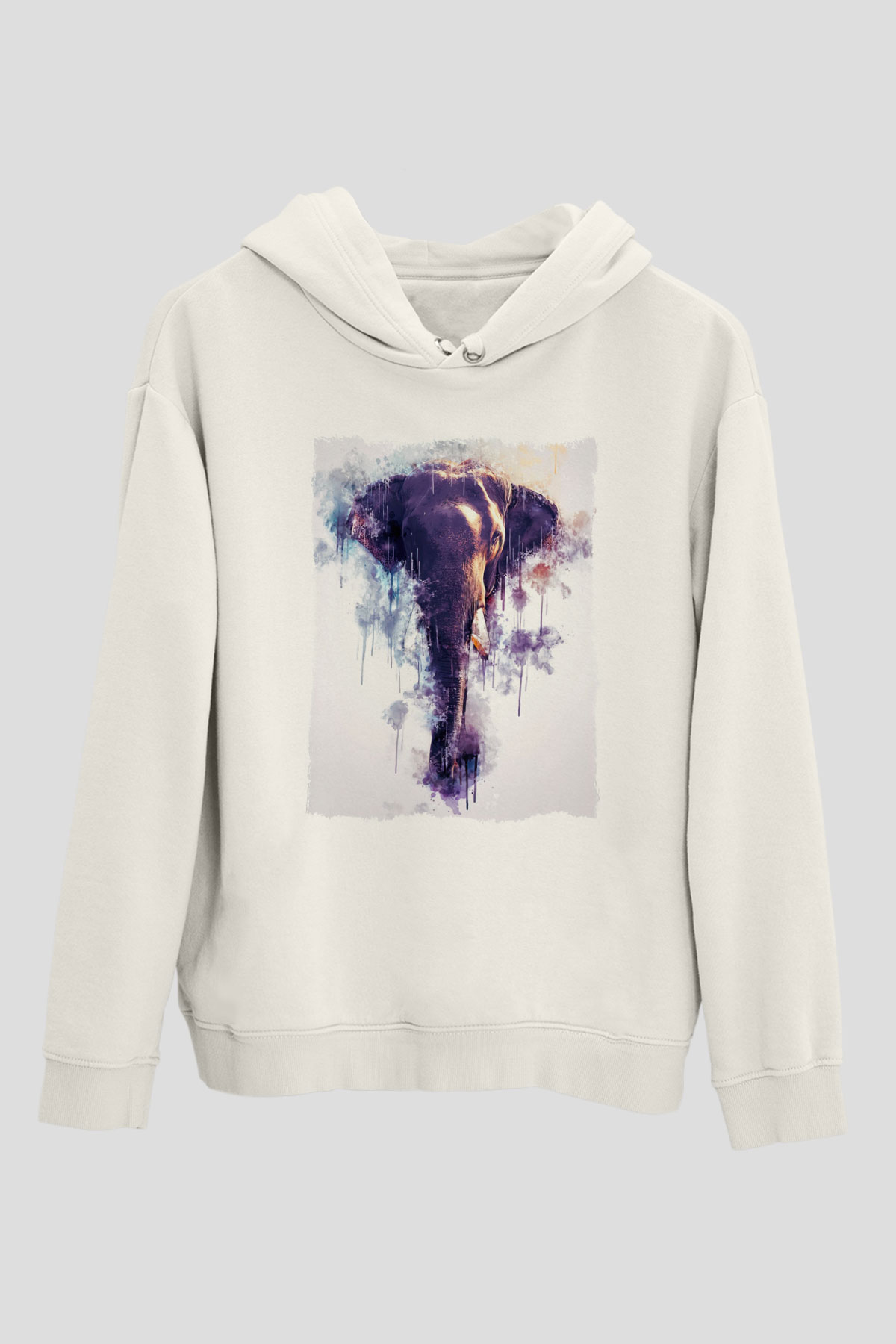 Fil Beyaz Unisex Kapüşonlu Sweatshirt