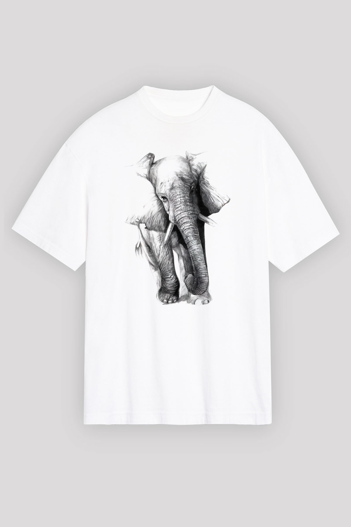 Fil Beyaz Unisex Oversize Tişört T-Shirt