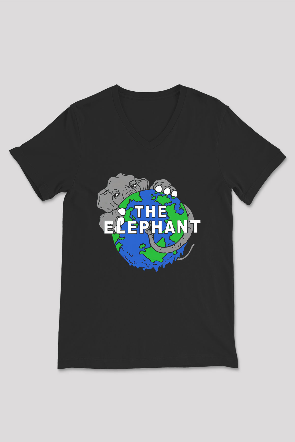 Fil Siyah Unisex V Yaka Tişört T-Shirt