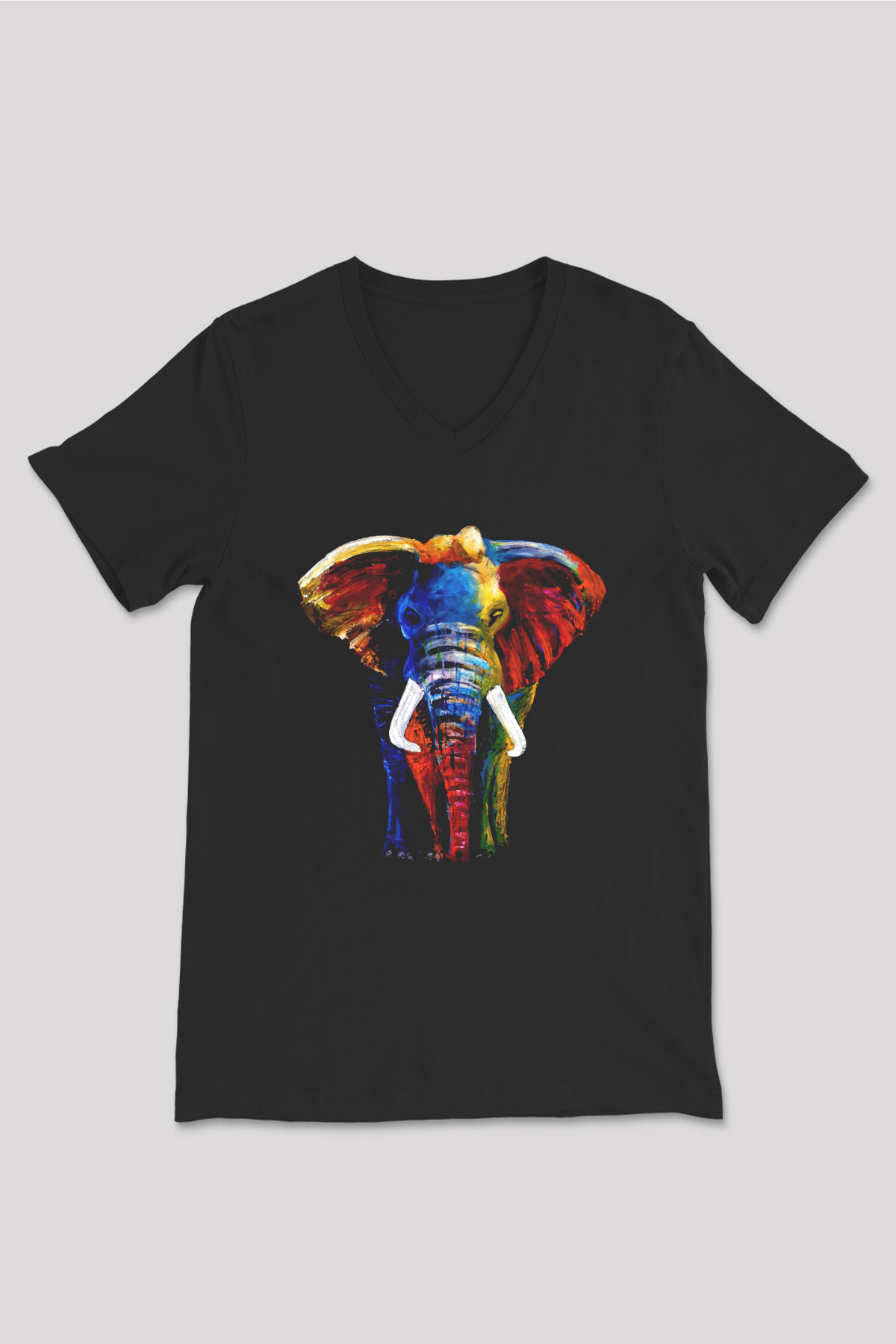 Fil Siyah Unisex V Yaka Tişört T-Shirt