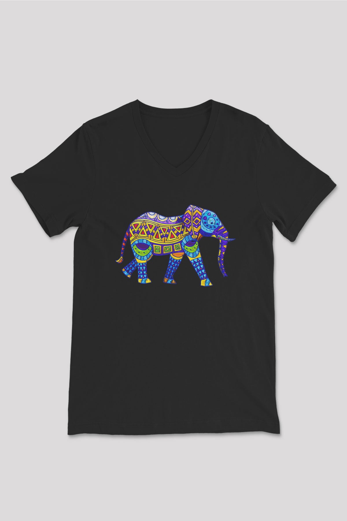 Fil Siyah Unisex V Yaka Tişört T-Shirt