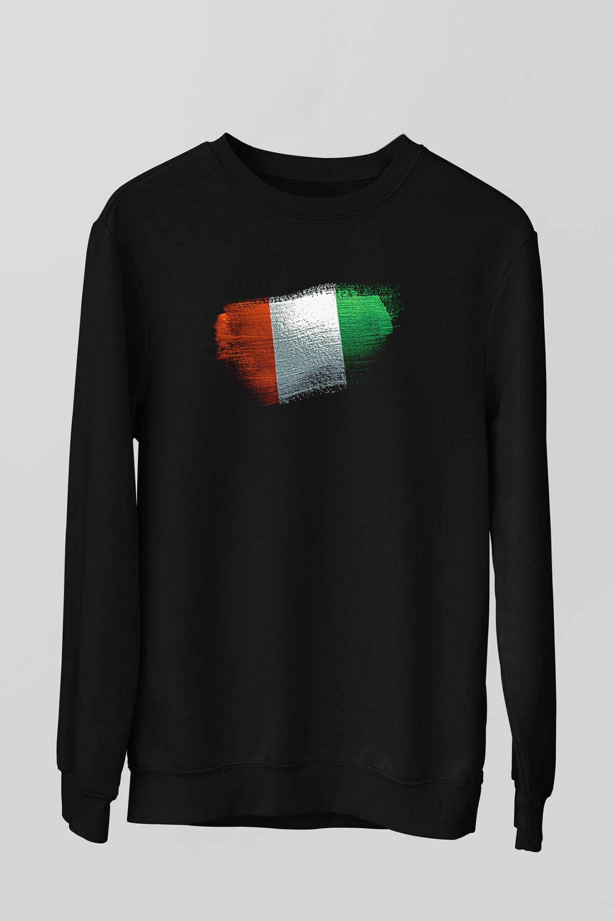 Fildişi Sahili - İvory Coast Bayrağı Baskılı Unisex Siyah Sweatshirt