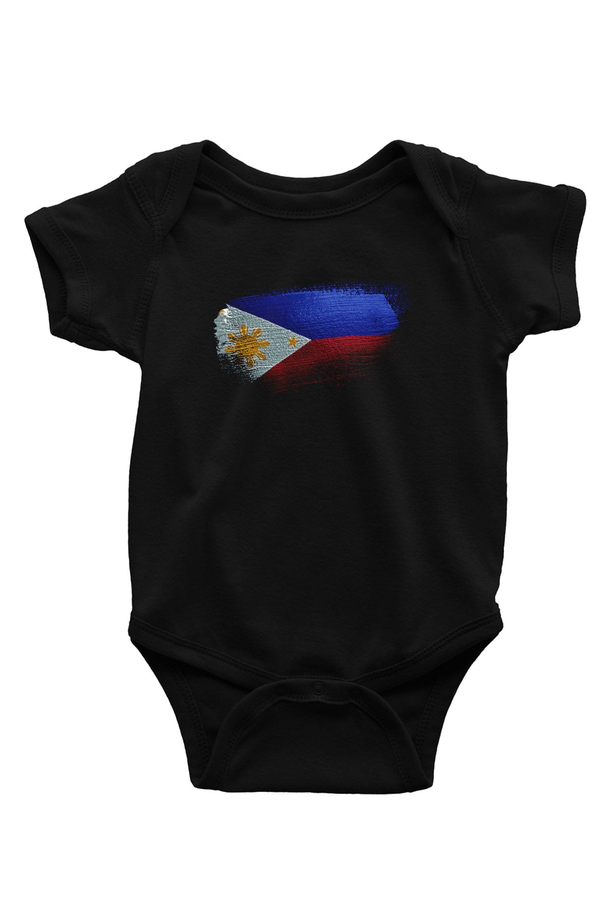 Filipinler - Philippines Bayrağı Baskılı Unisex Siyah Bebek Body - Zıbın