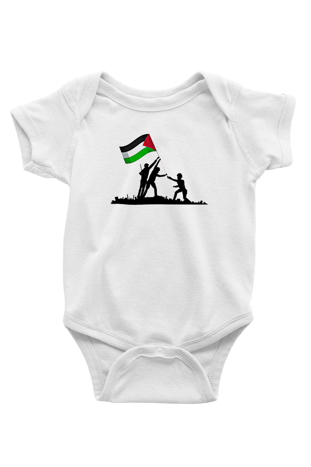 Filistin Baskılı Beyaz Unisex Bebek Body - Zıbın
