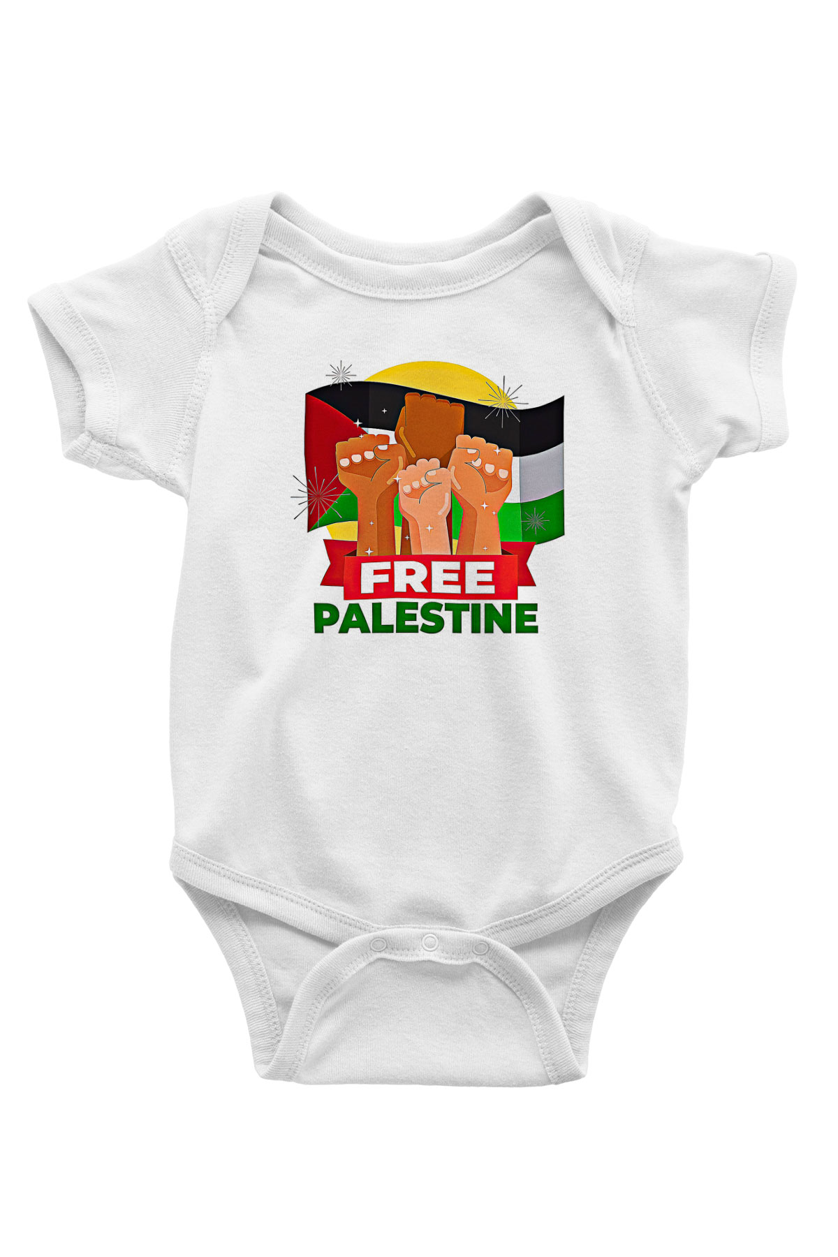 Filistin Baskılı Beyaz Unisex Bebek Body - Zıbın