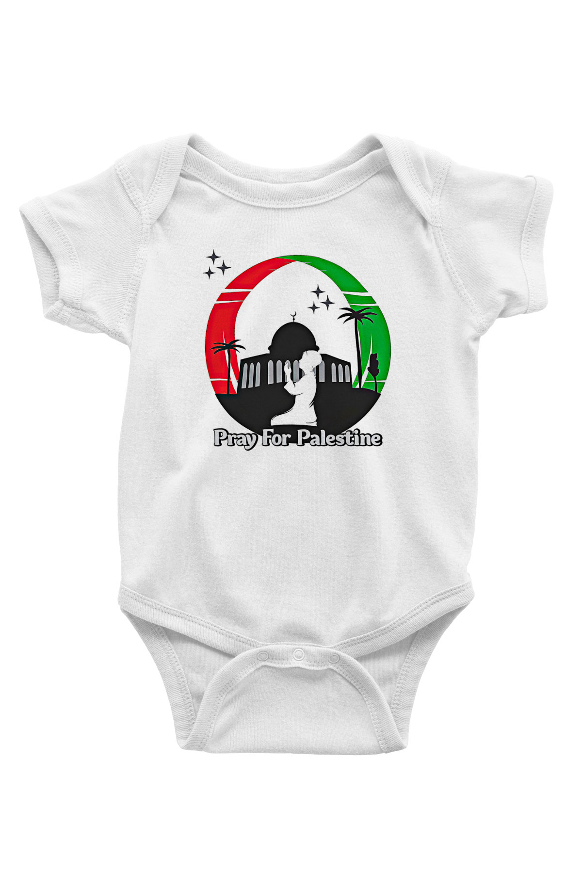 Filistin Baskılı Beyaz Unisex Bebek Body - Zıbın