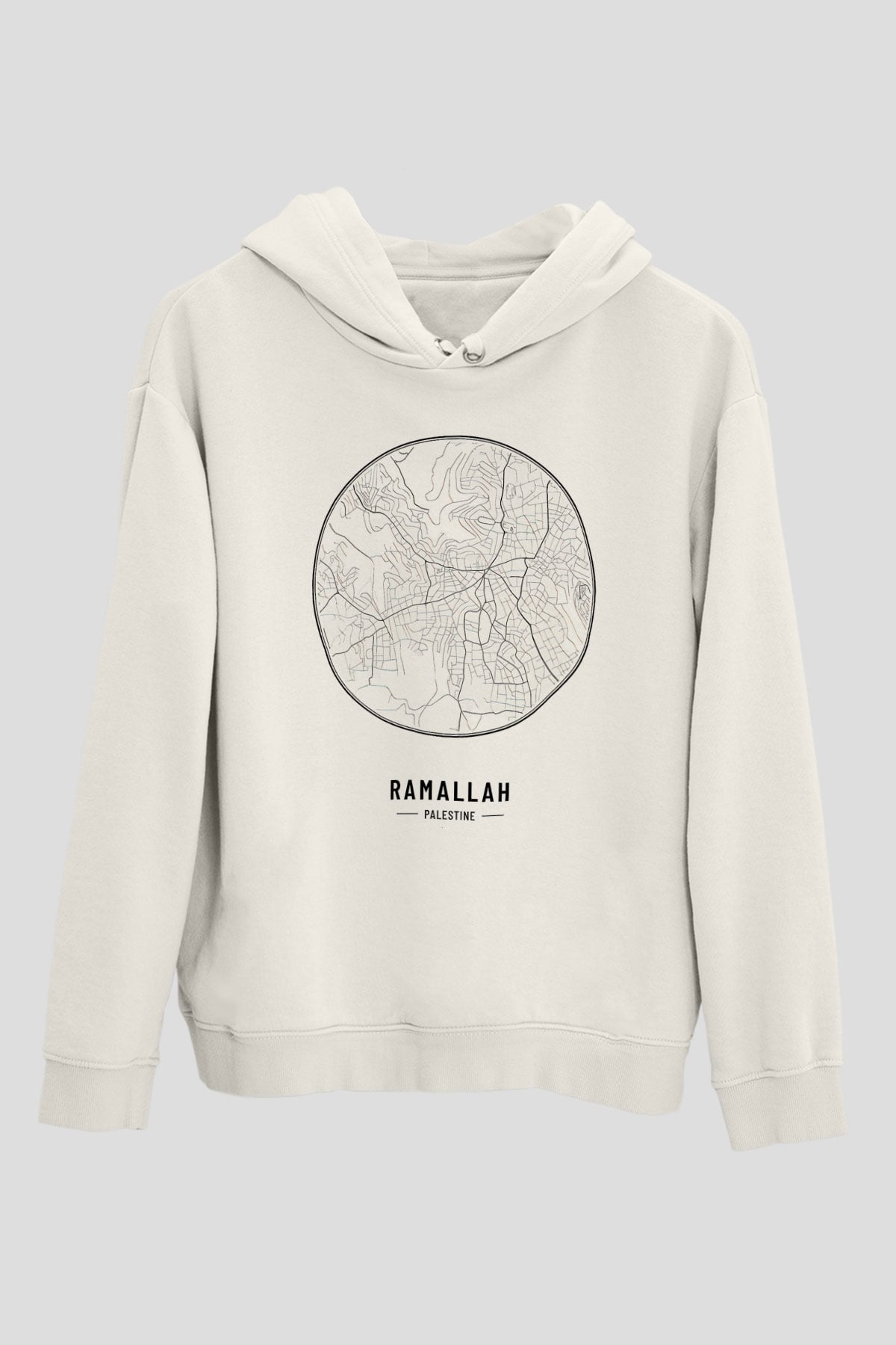 Filistin Baskılı Beyaz Unisex Kapüşonlu Sweatshirt