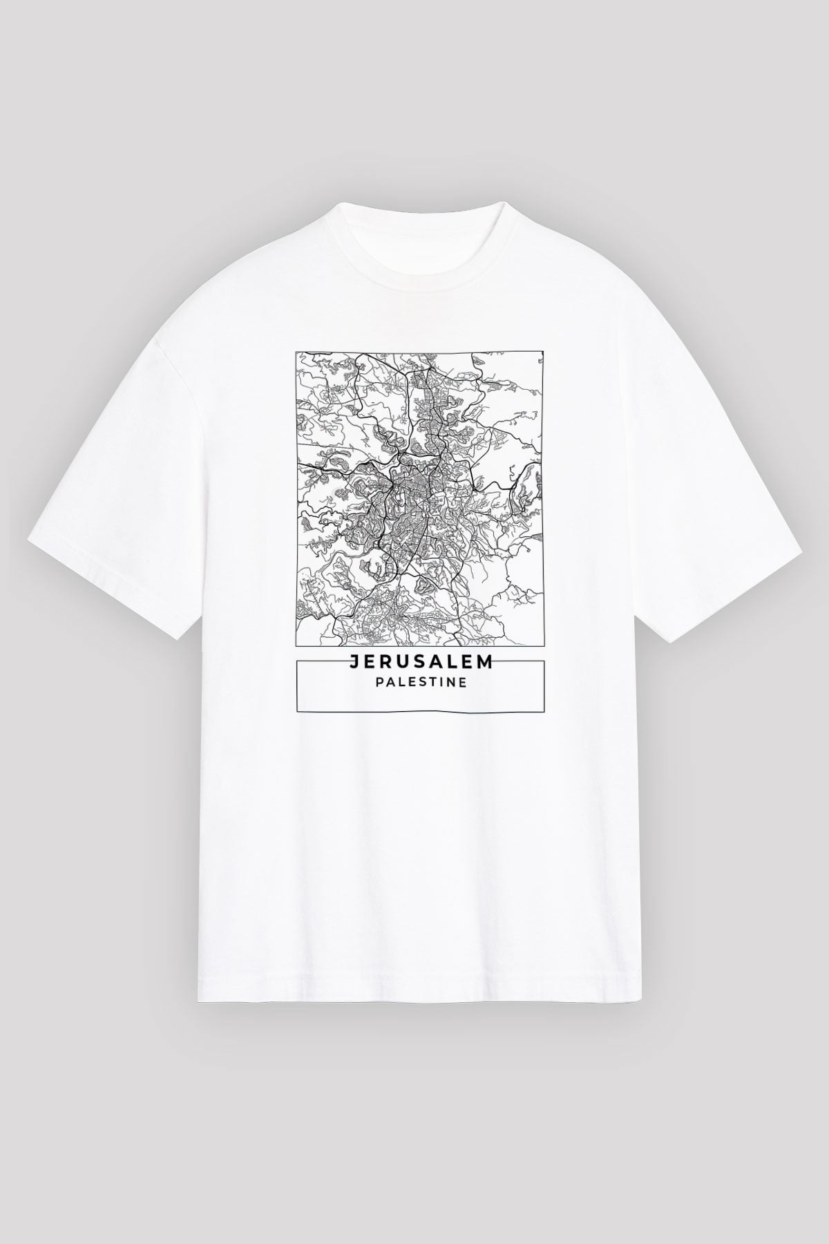 Filistin Baskılı Beyaz Unisex Oversize Tişört - Tshirt