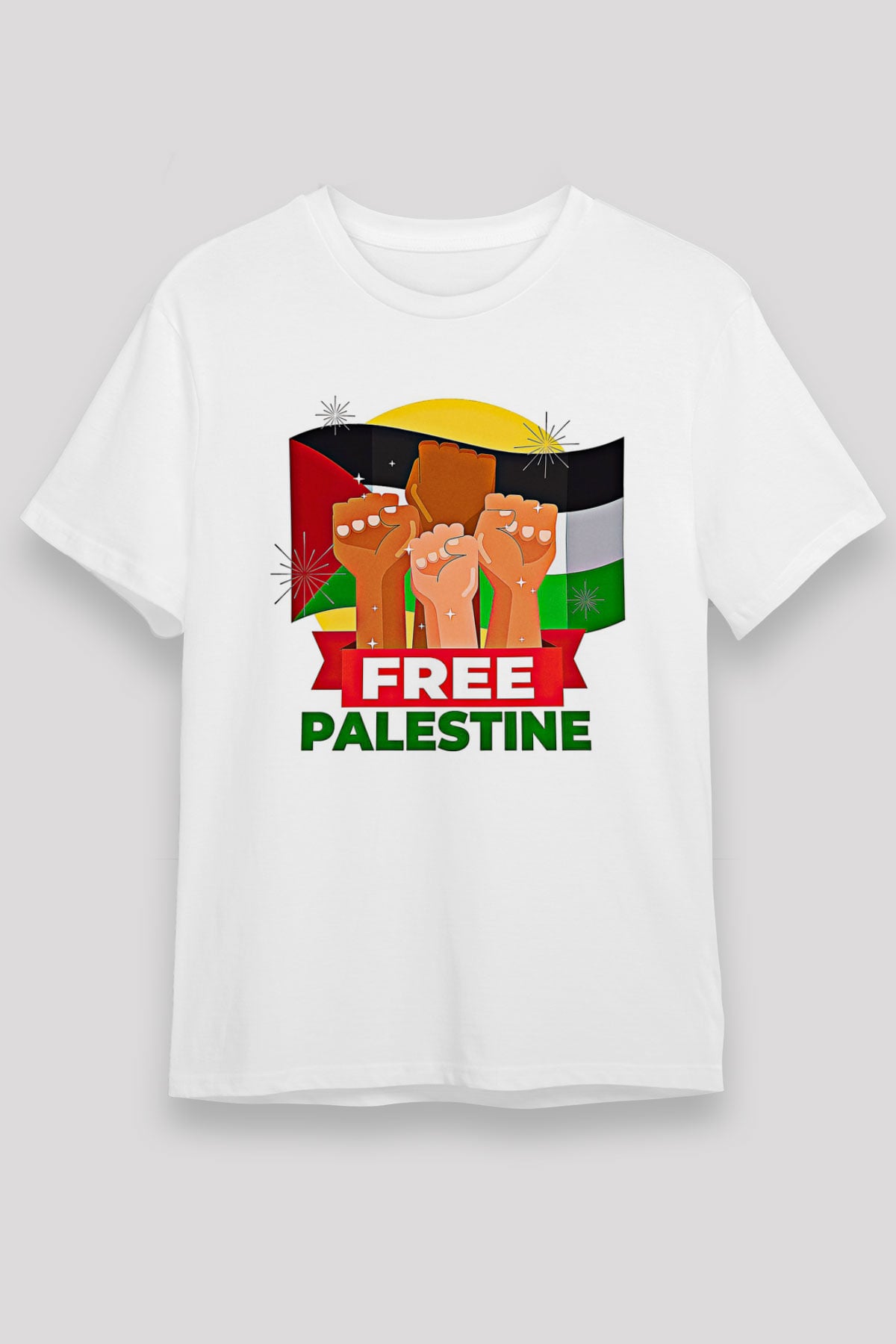 Filistin Baskılı Unisex Beyaz Tişört - Tshirt