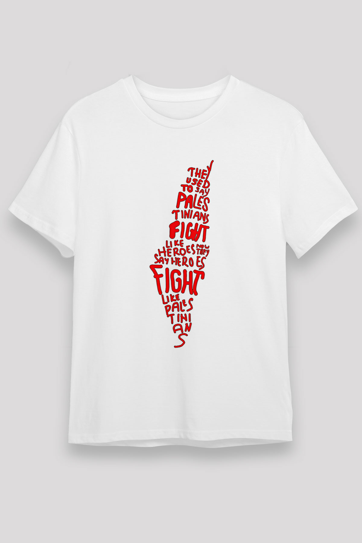 Filistin Baskılı Unisex Beyaz Tişört - Tshirt