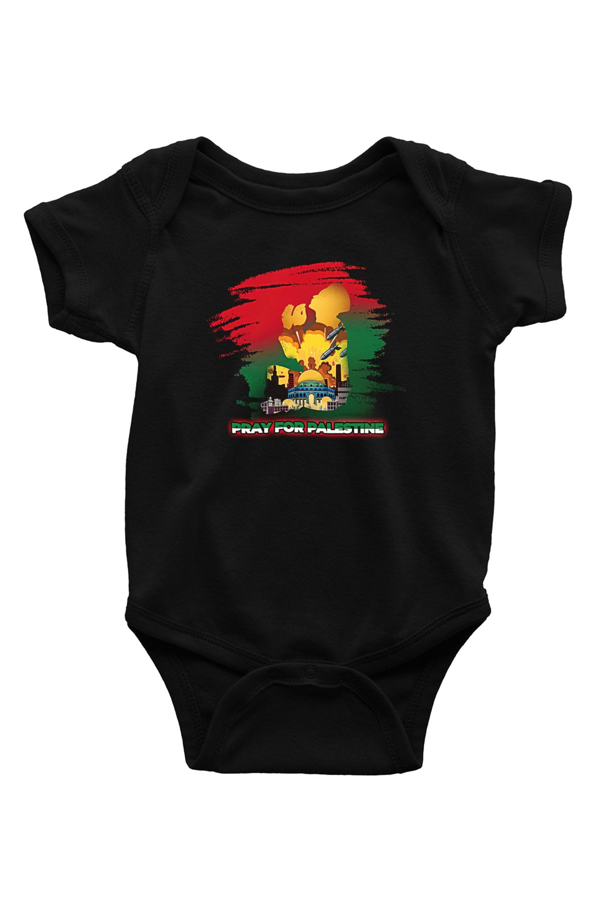 Filistin Baskılı Unisex Siyah Bebek Body - Zıbın