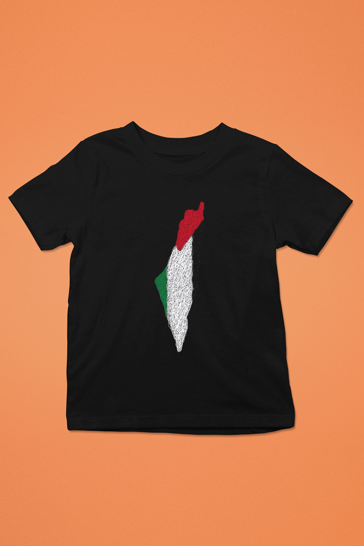 Filistin Baskılı Unisex Siyah Çocuk Tişört - Tshirt