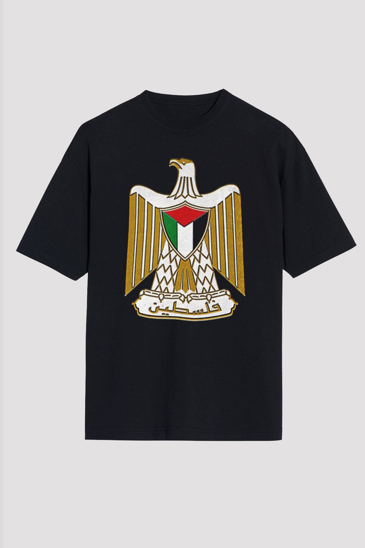 Filistin Baskılı Unisex Siyah Oversize Tişört - Tshirt
