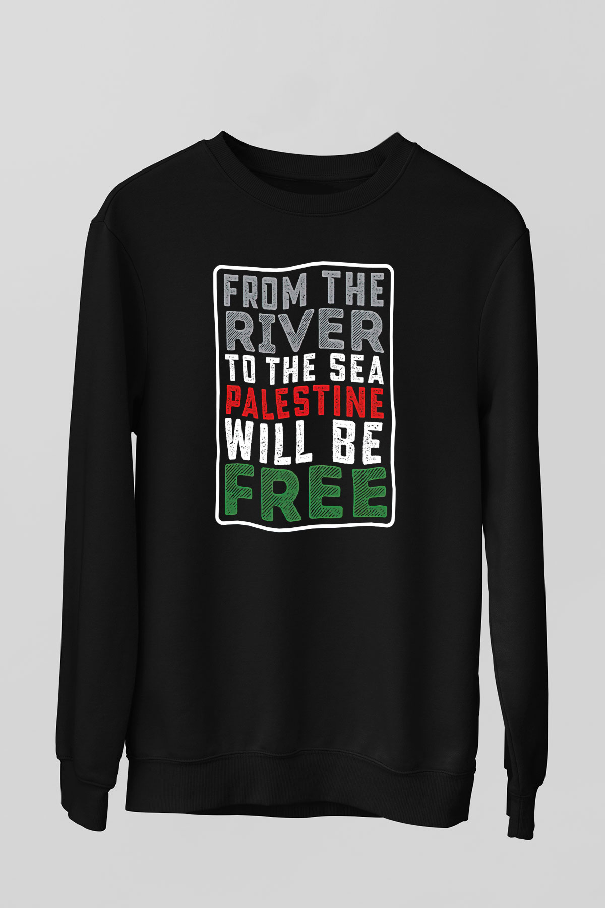 Filistin Baskılı Unisex Siyah Sweatshirt
