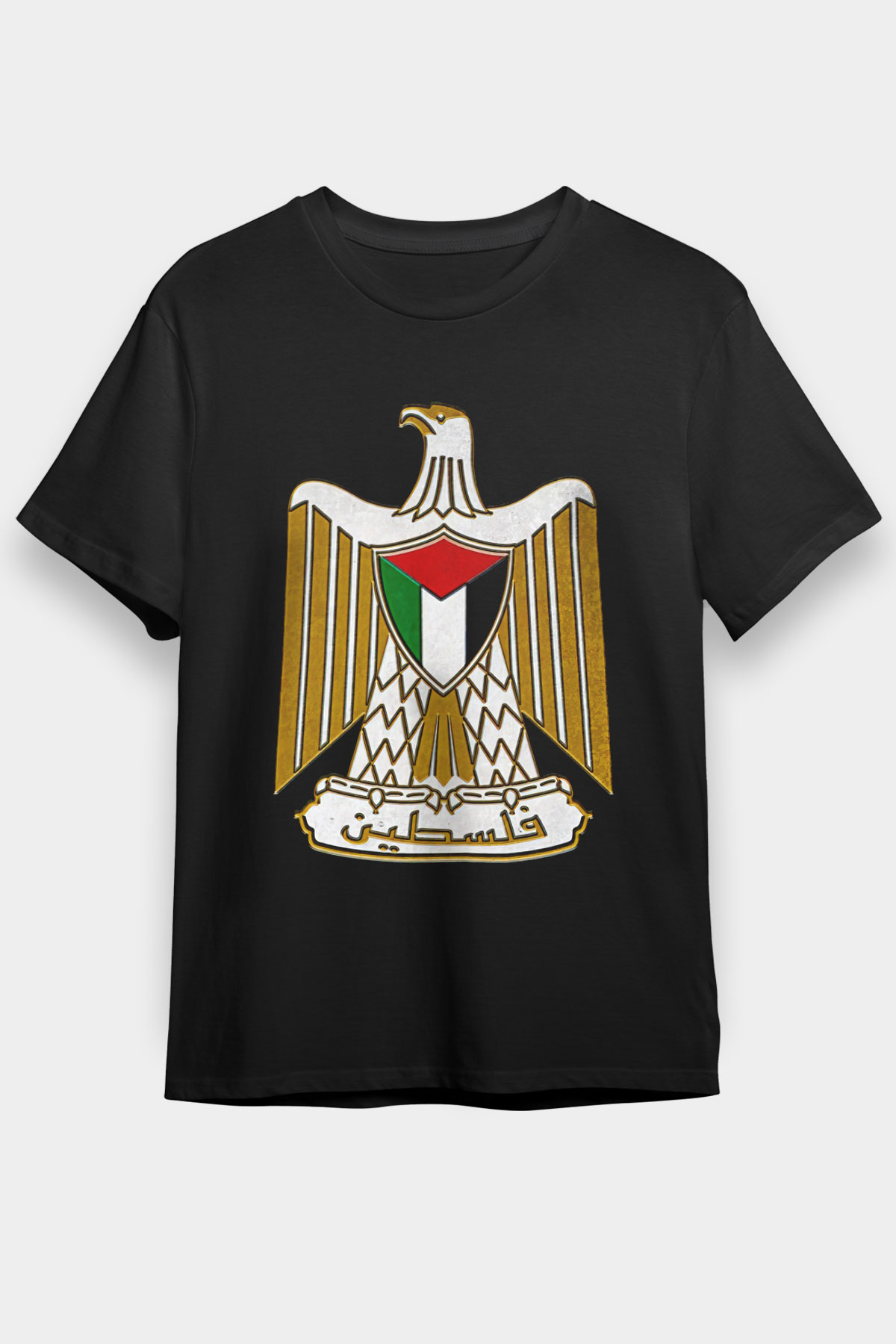 Filistin Baskılı Unisex Siyah Tişört - Tshirt