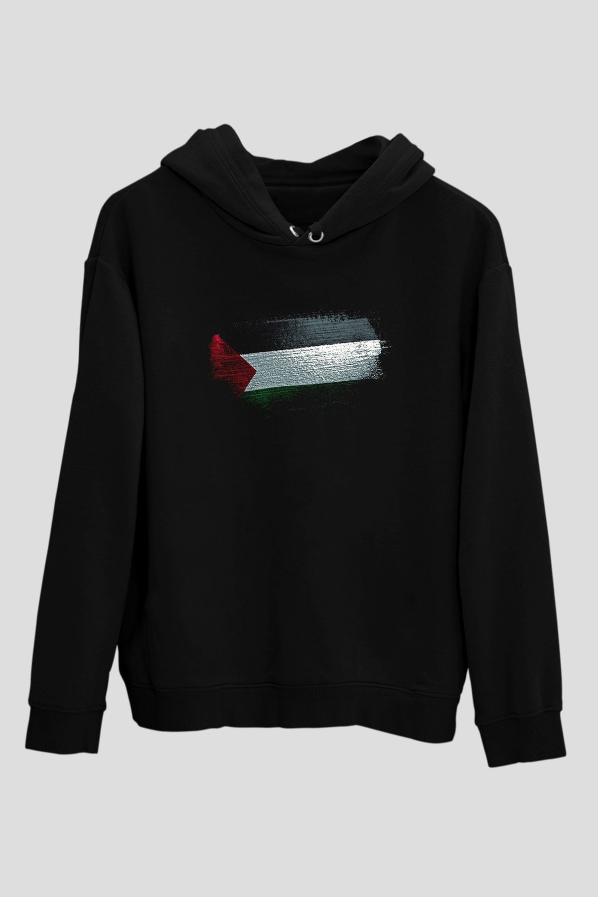 Filistin - Palestine Bayrağı Baskılı Unisex Siyah Hoodie