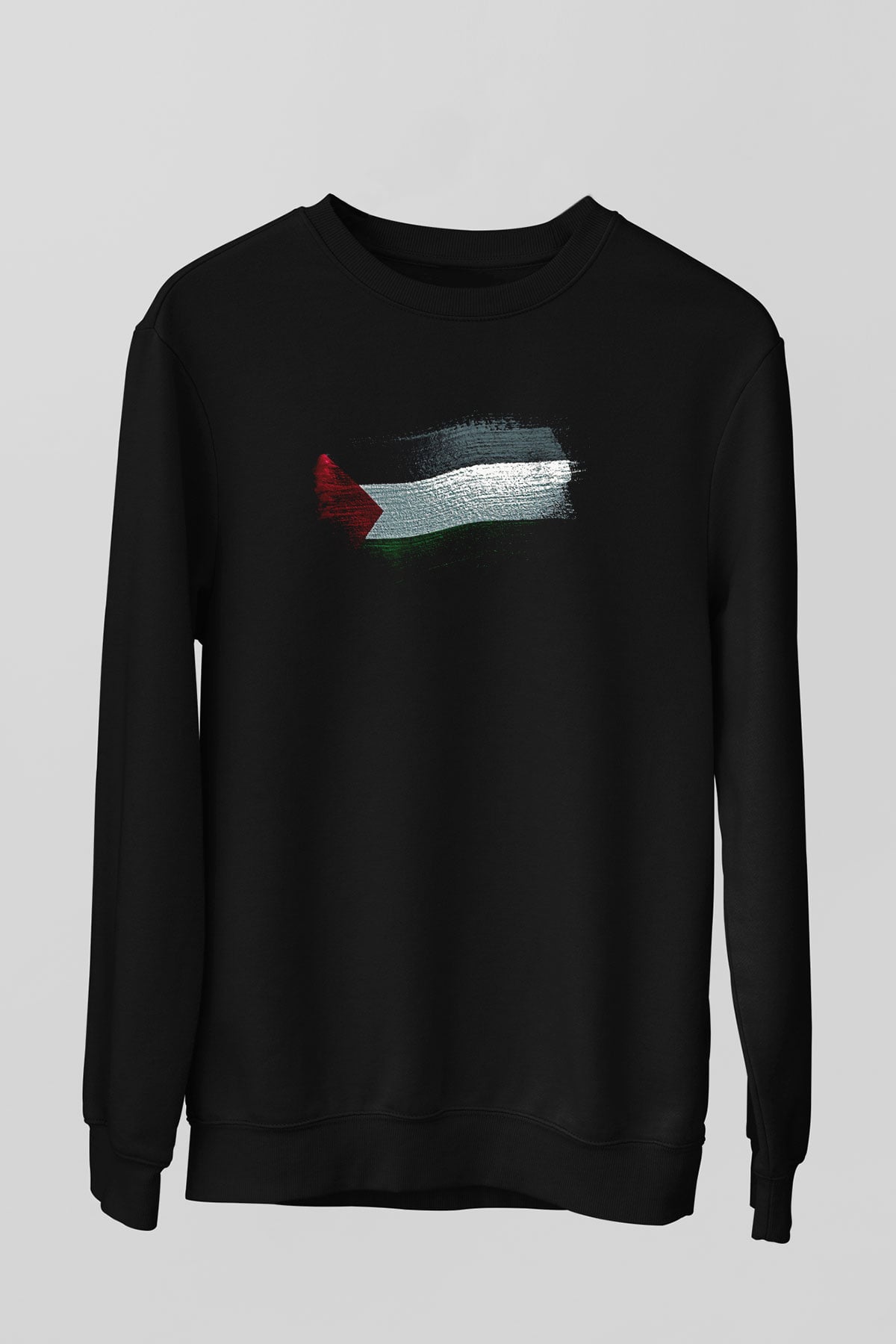 Filistin - Palestine Bayrağı Baskılı Unisex Siyah Sweatshirt