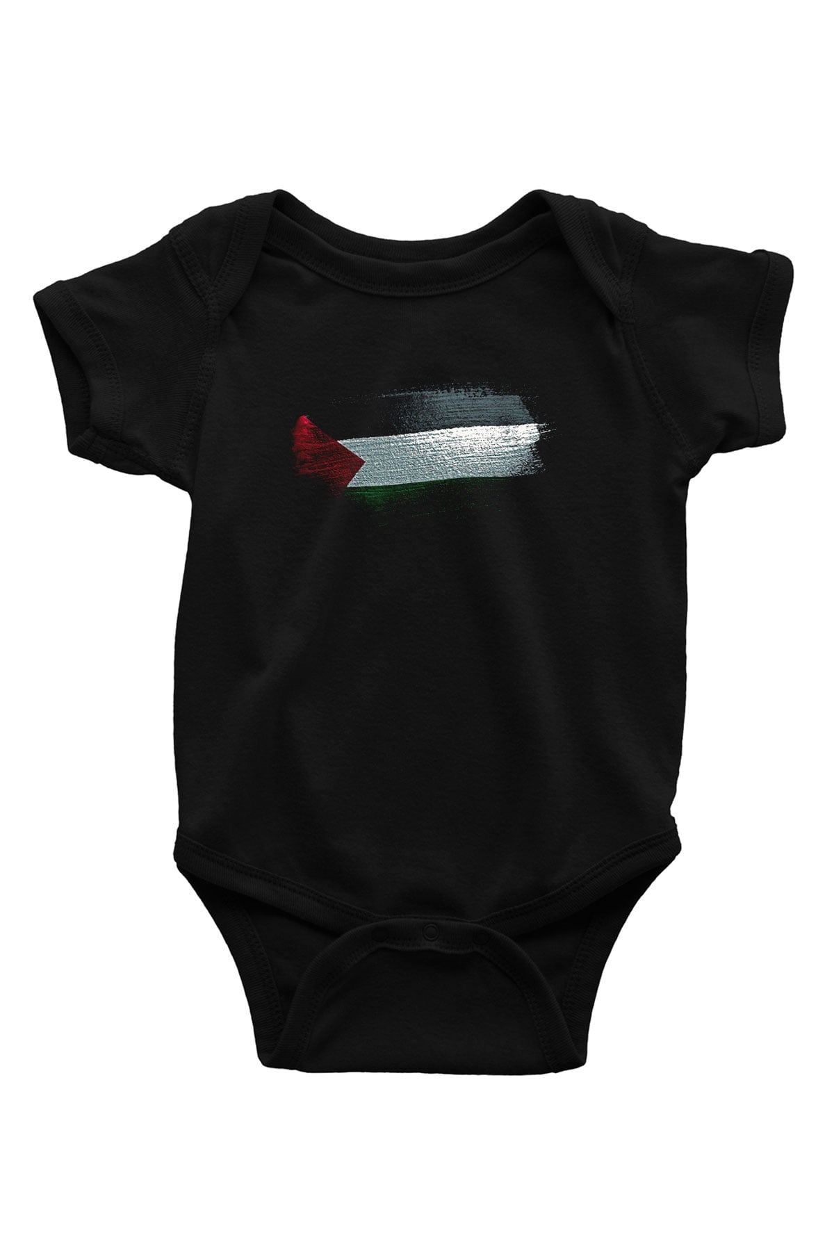 Filistin - Palestine Bayrağı Baskılı Unisex Siyah Bebek Body - Zıbın