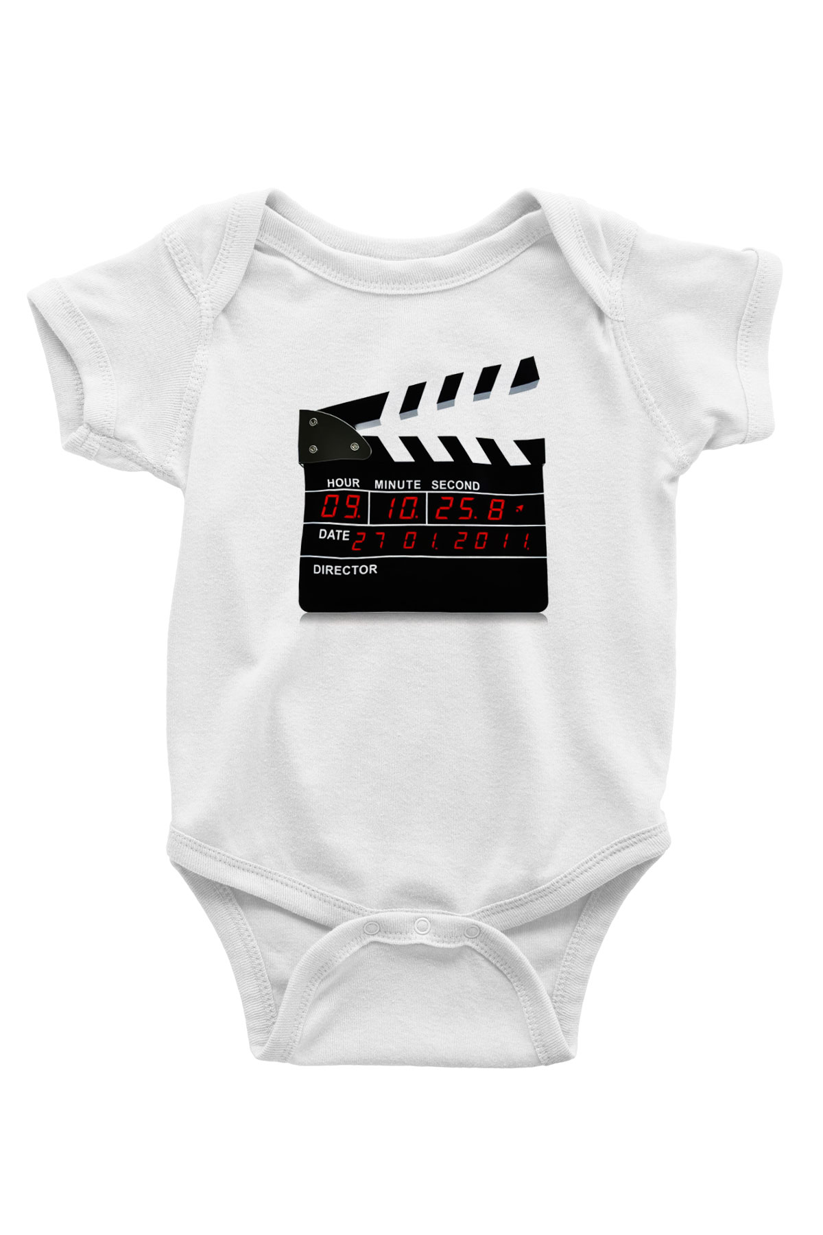 Film yönetmeni Baskılı Beyaz Unisex Bebek Body - Zıbın