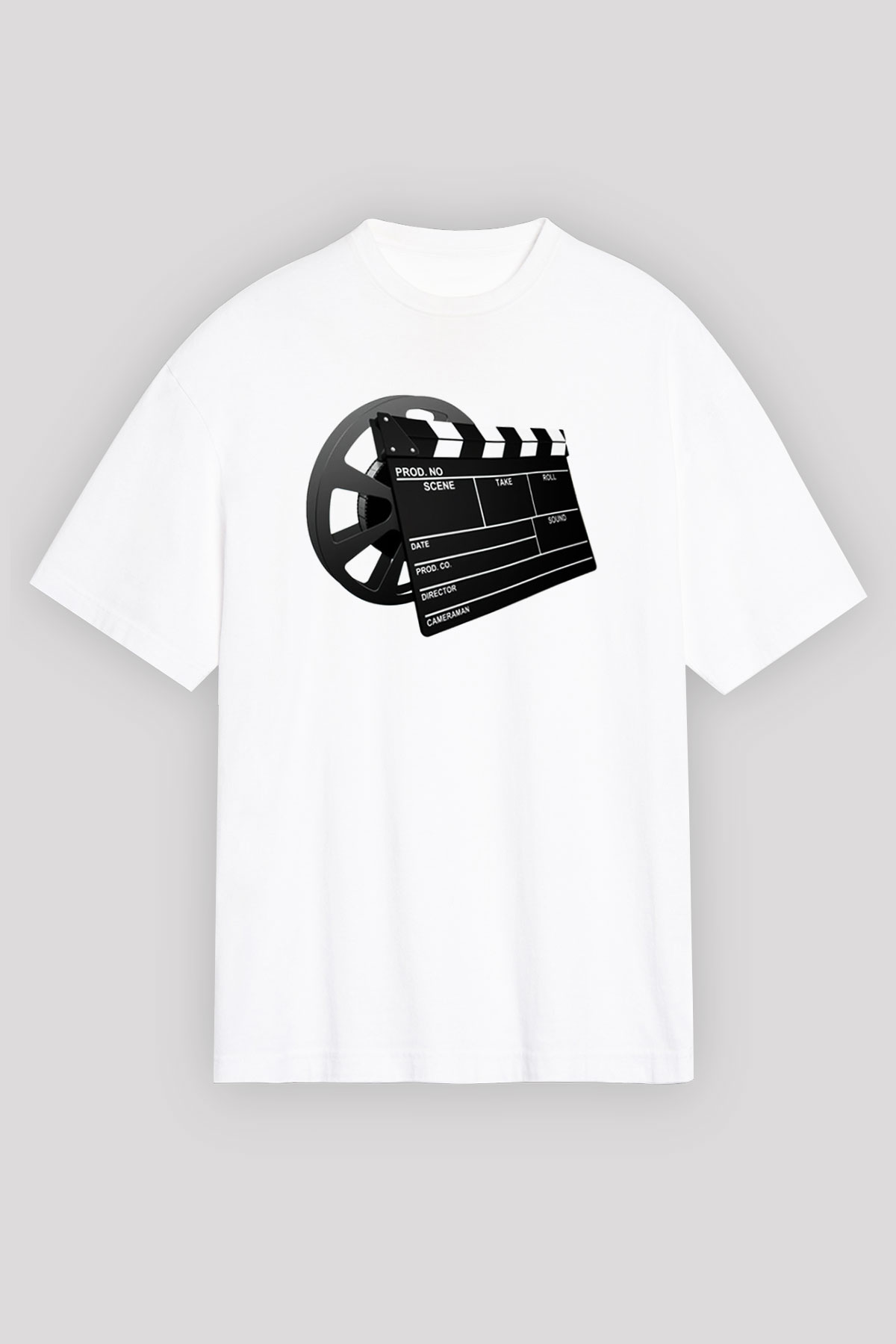 Film yönetmeni Beyaz Unisex Oversize Tişört T-Shirt