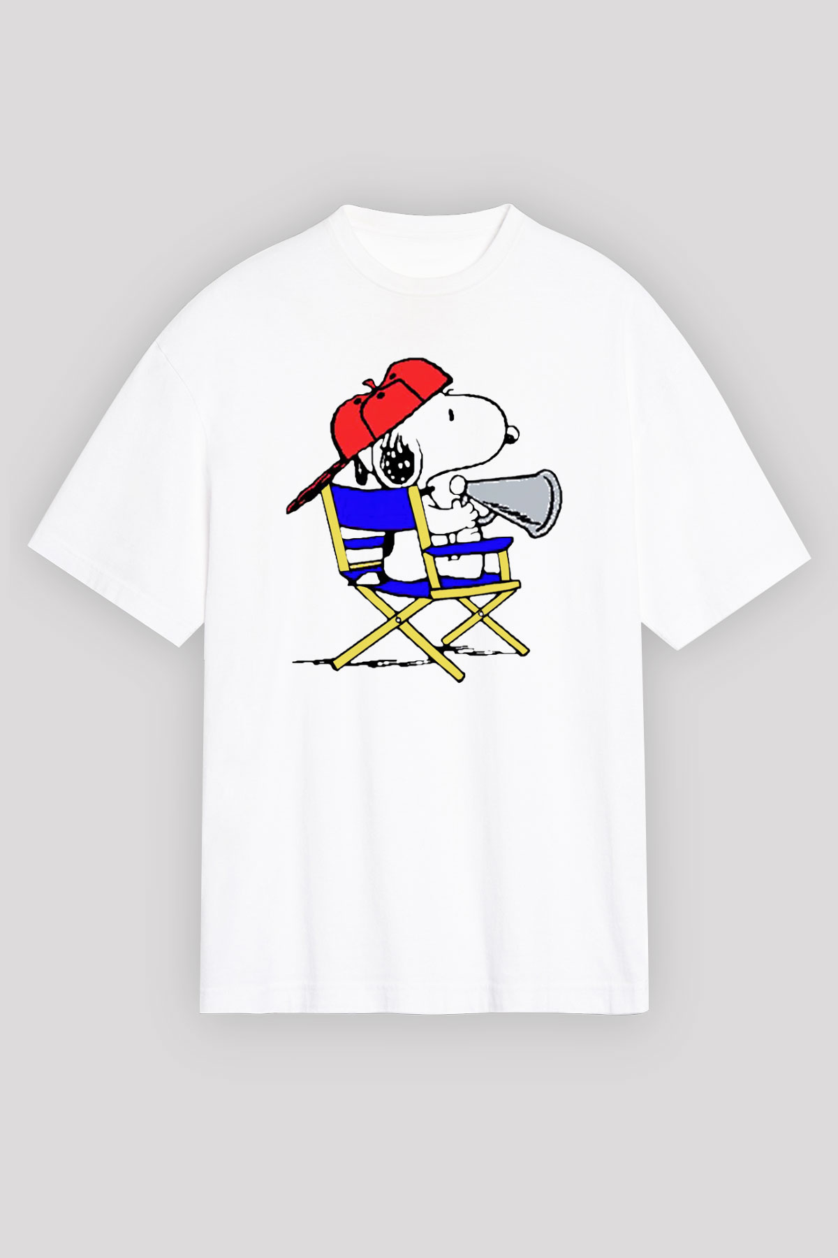 Film yönetmeni Beyaz Unisex Oversize Tişört T-Shirt