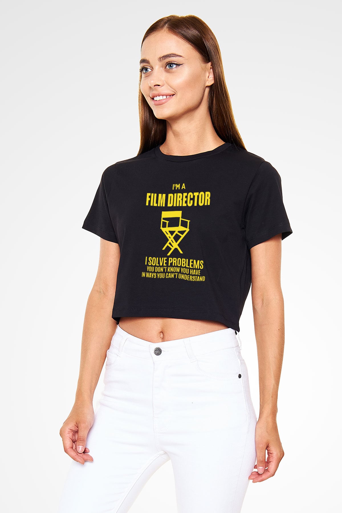 Film yönetmeni Siyah  Crop Top Tişört