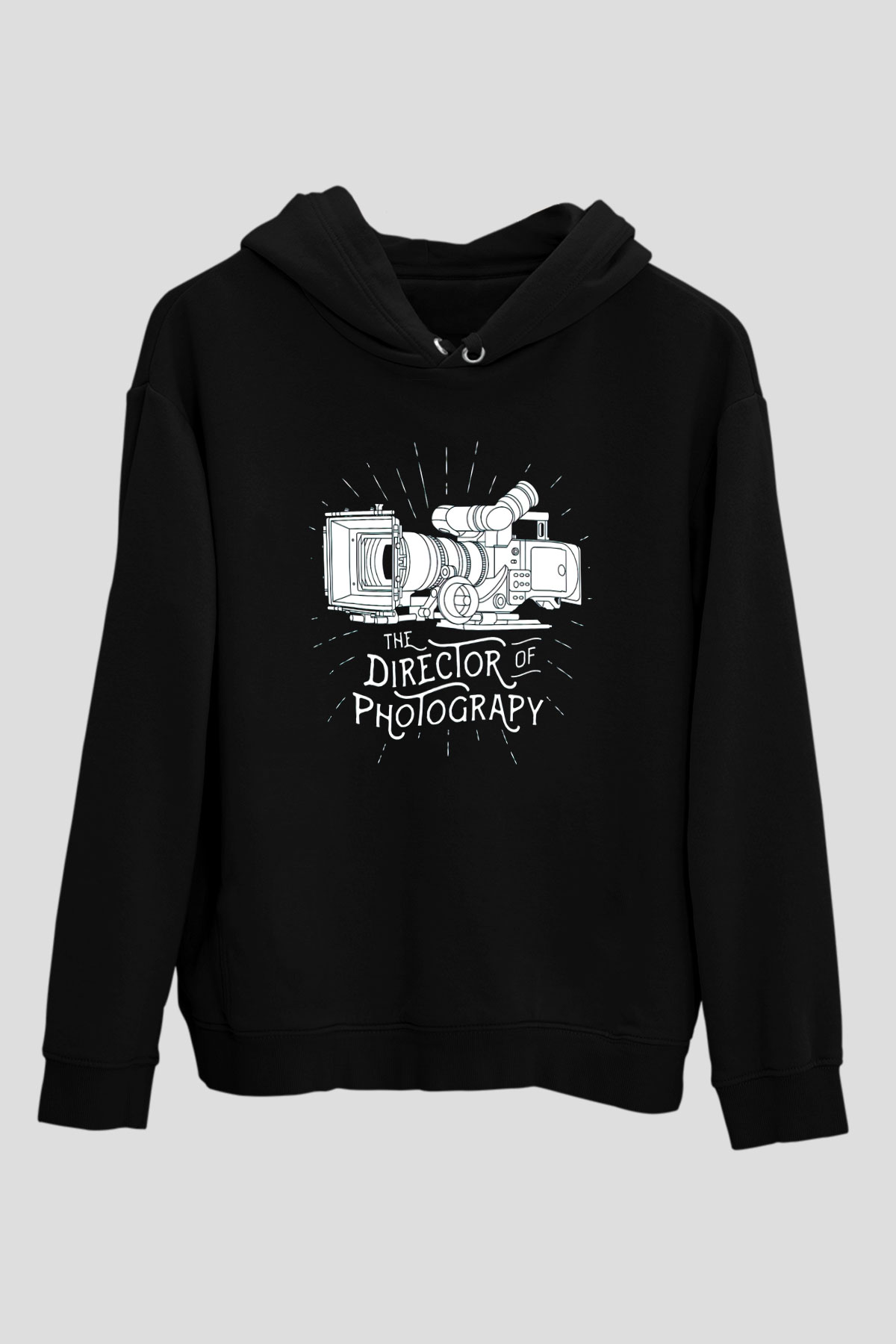 Film yönetmeni Siyah Unisex Kapüşonlu Sweatshirt