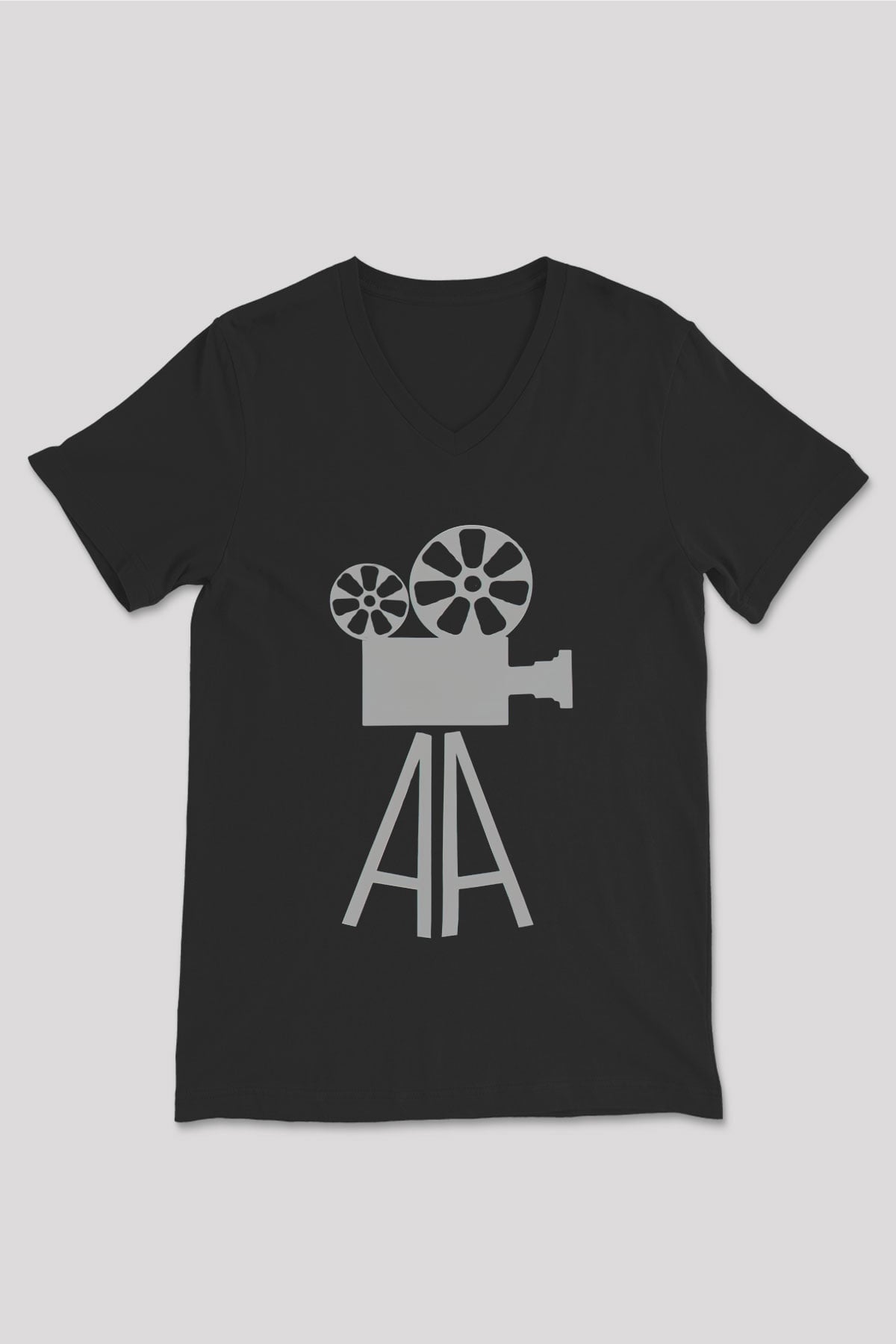 Film yönetmeni Siyah Unisex V Yaka Tişört T-Shirt