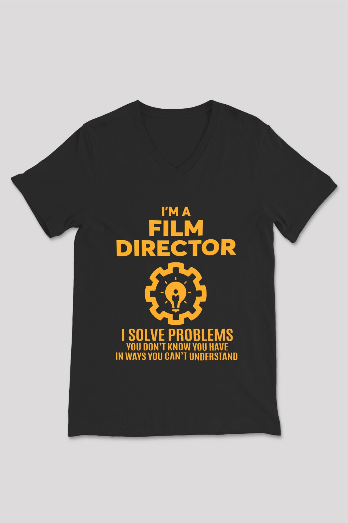 Film yönetmeni Siyah Unisex V Yaka Tişört