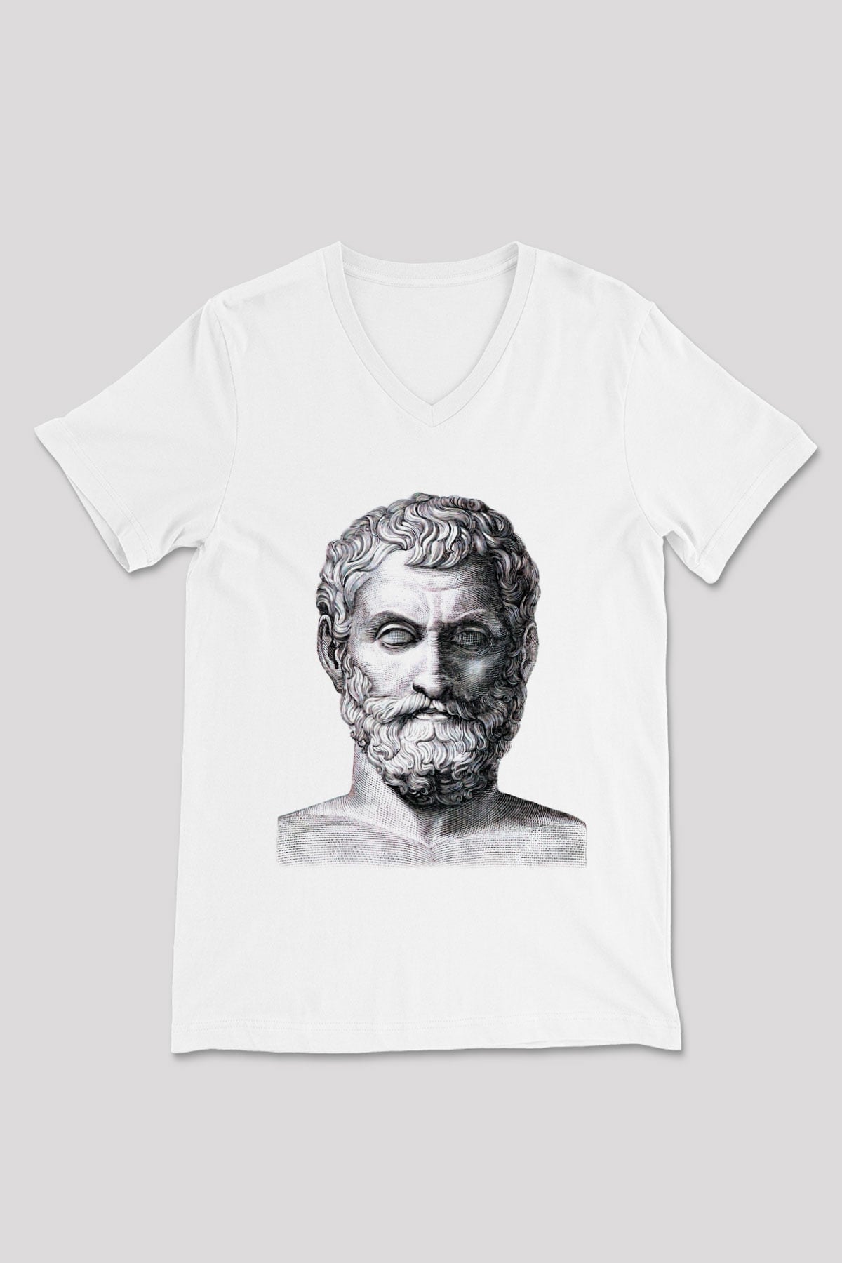 Filozof Beyaz Unisex V Yaka Tişört T-Shirt
