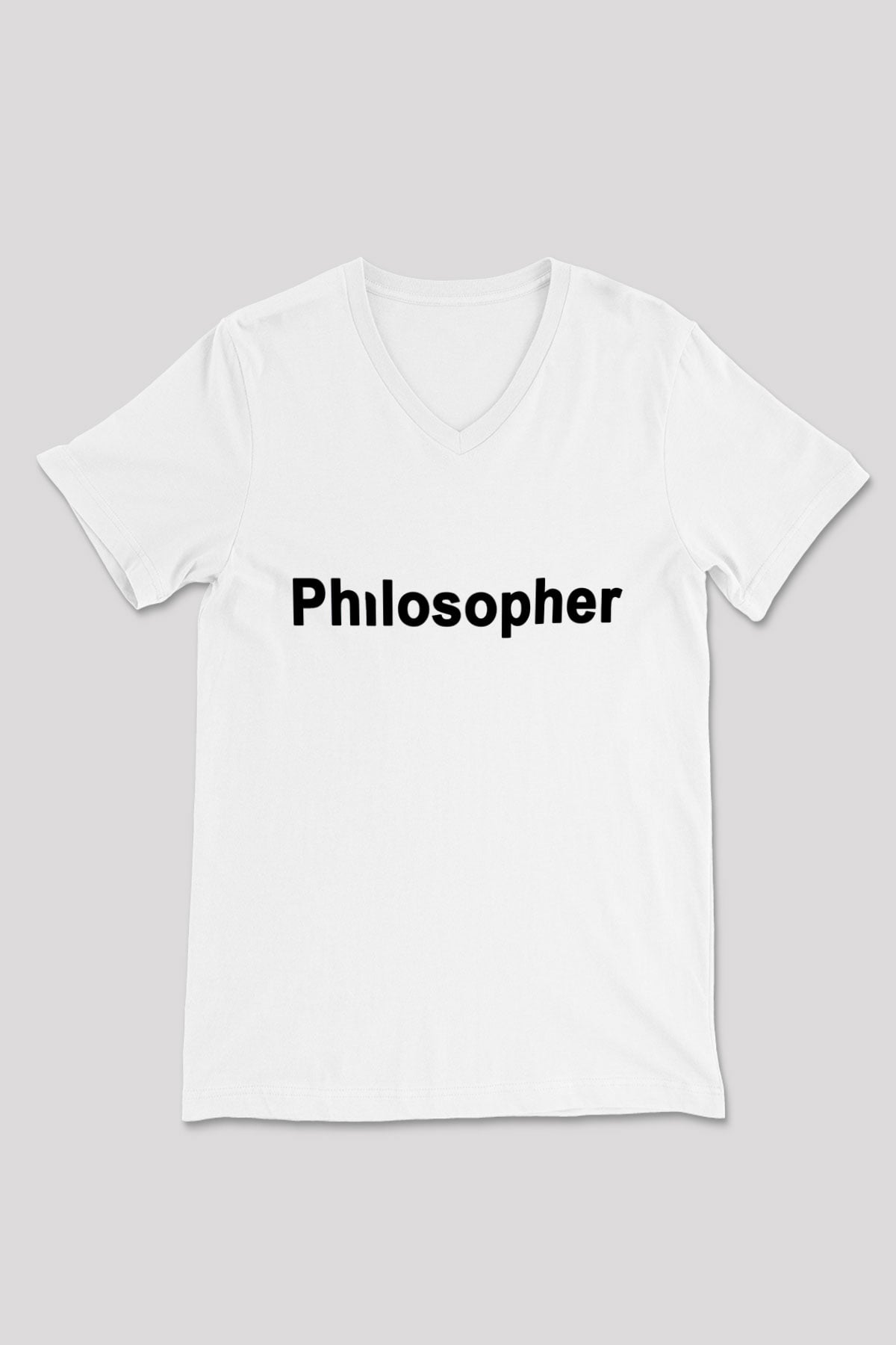 Filozof Beyaz Unisex V Yaka Tişört T-Shirt