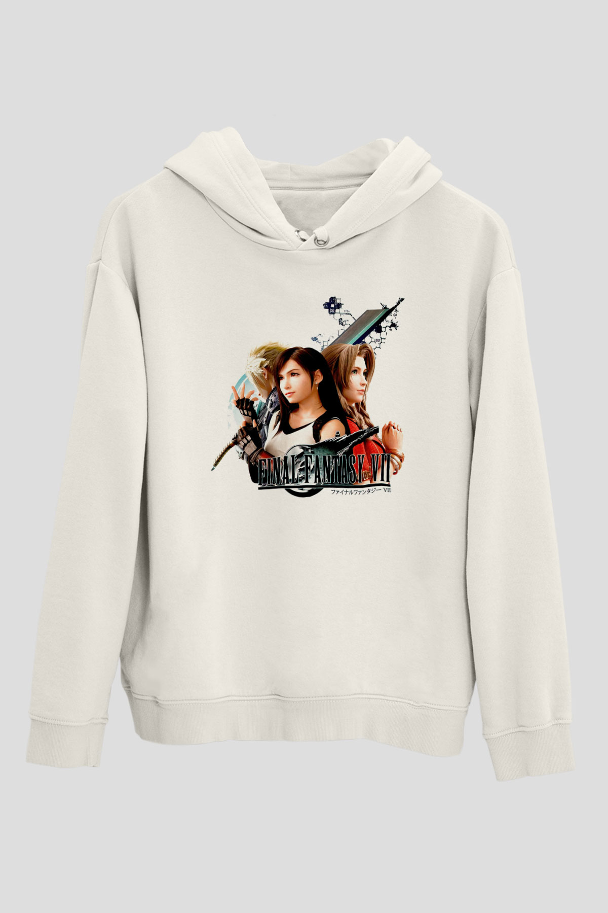 Final Fantasy Beyaz Unisex Hoodie