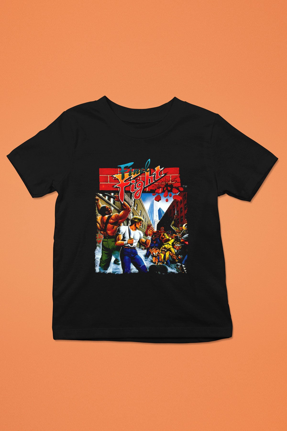 Final Fight Siyah Unisex  Çocuk Tişört