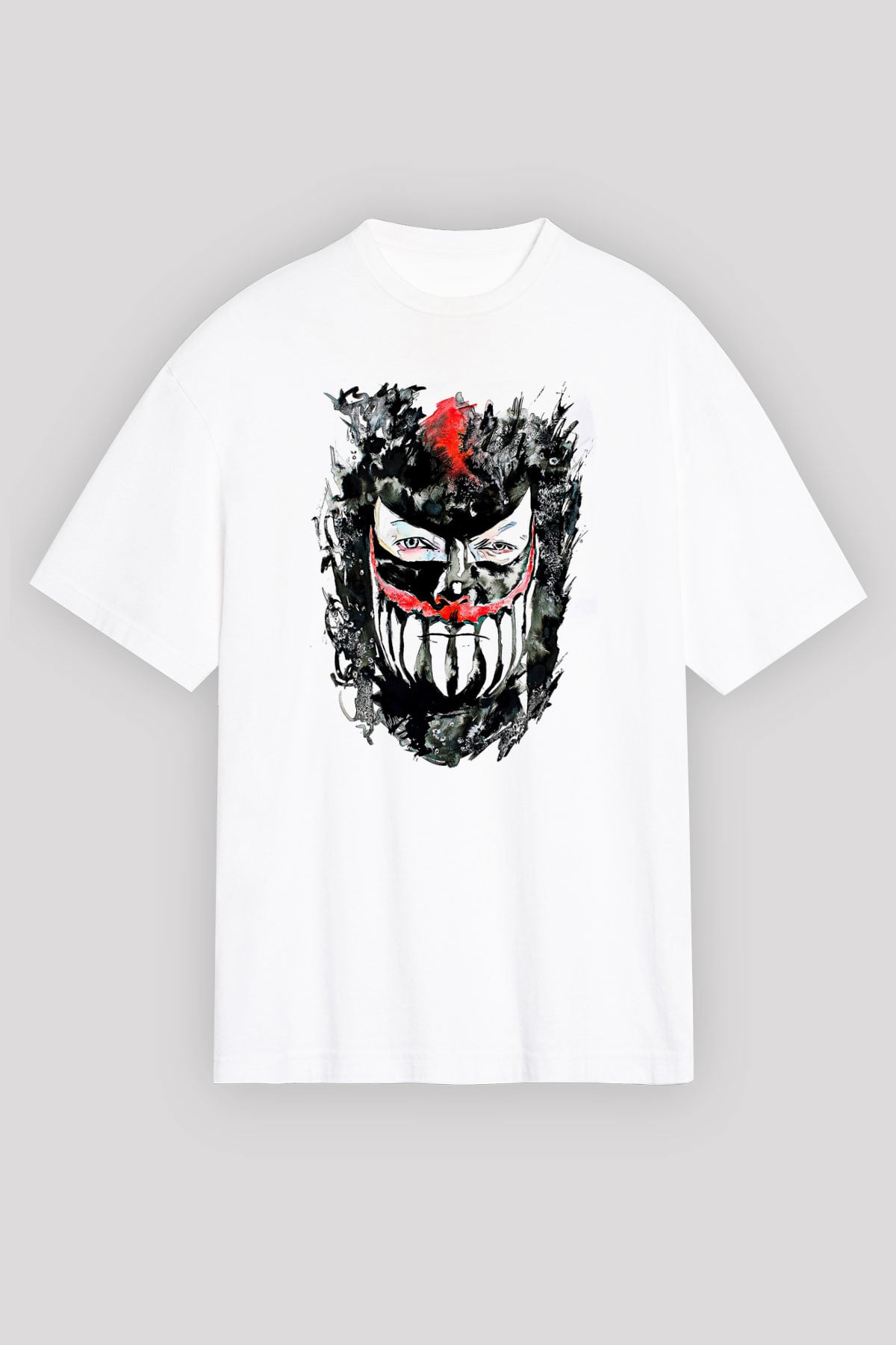 Finn Balor Baskılı Beyaz Unisex Oversize Tişört - Tshirt
