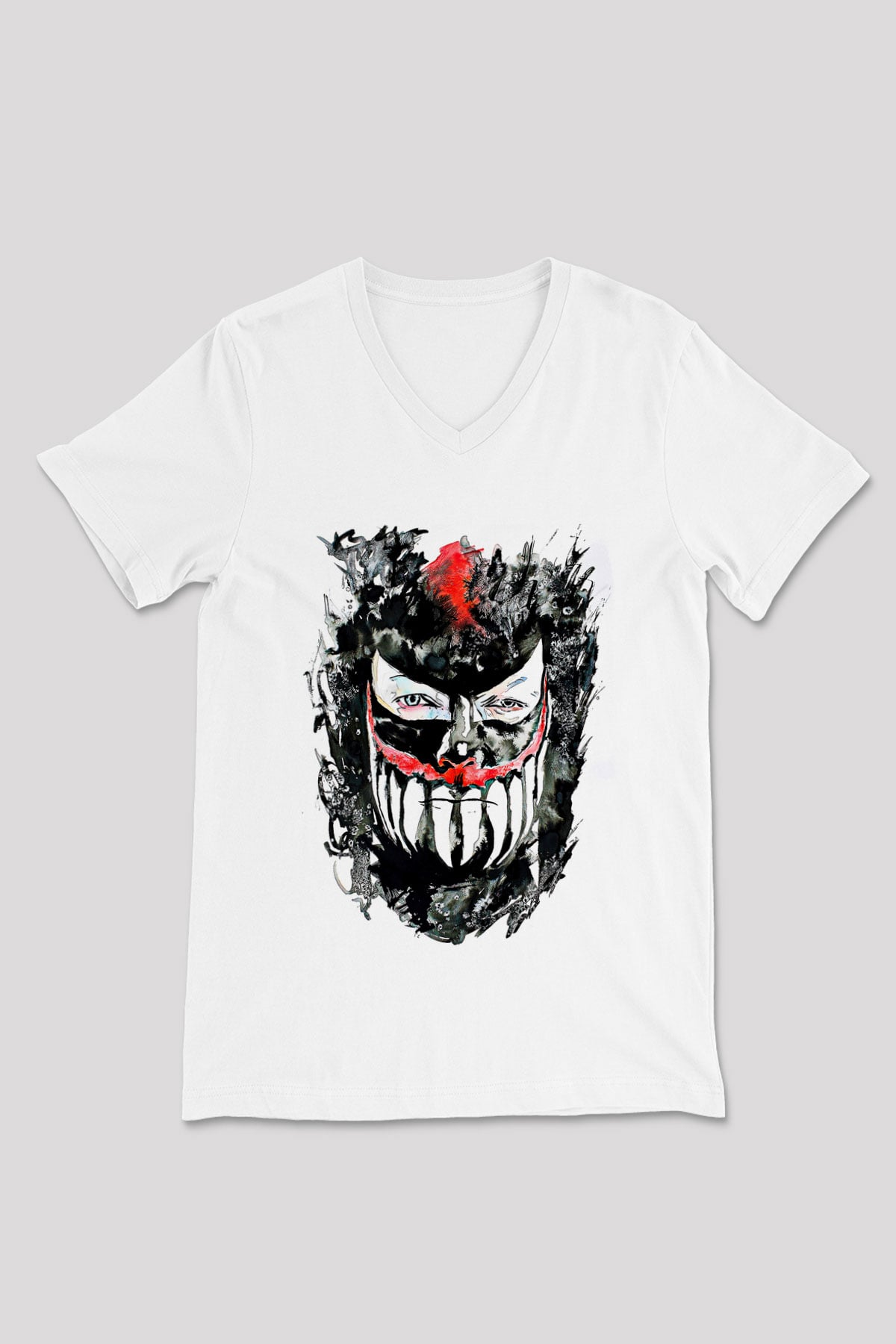 Finn Balor Baskılı Beyaz Unisex V Yaka Tişört - Tshirt