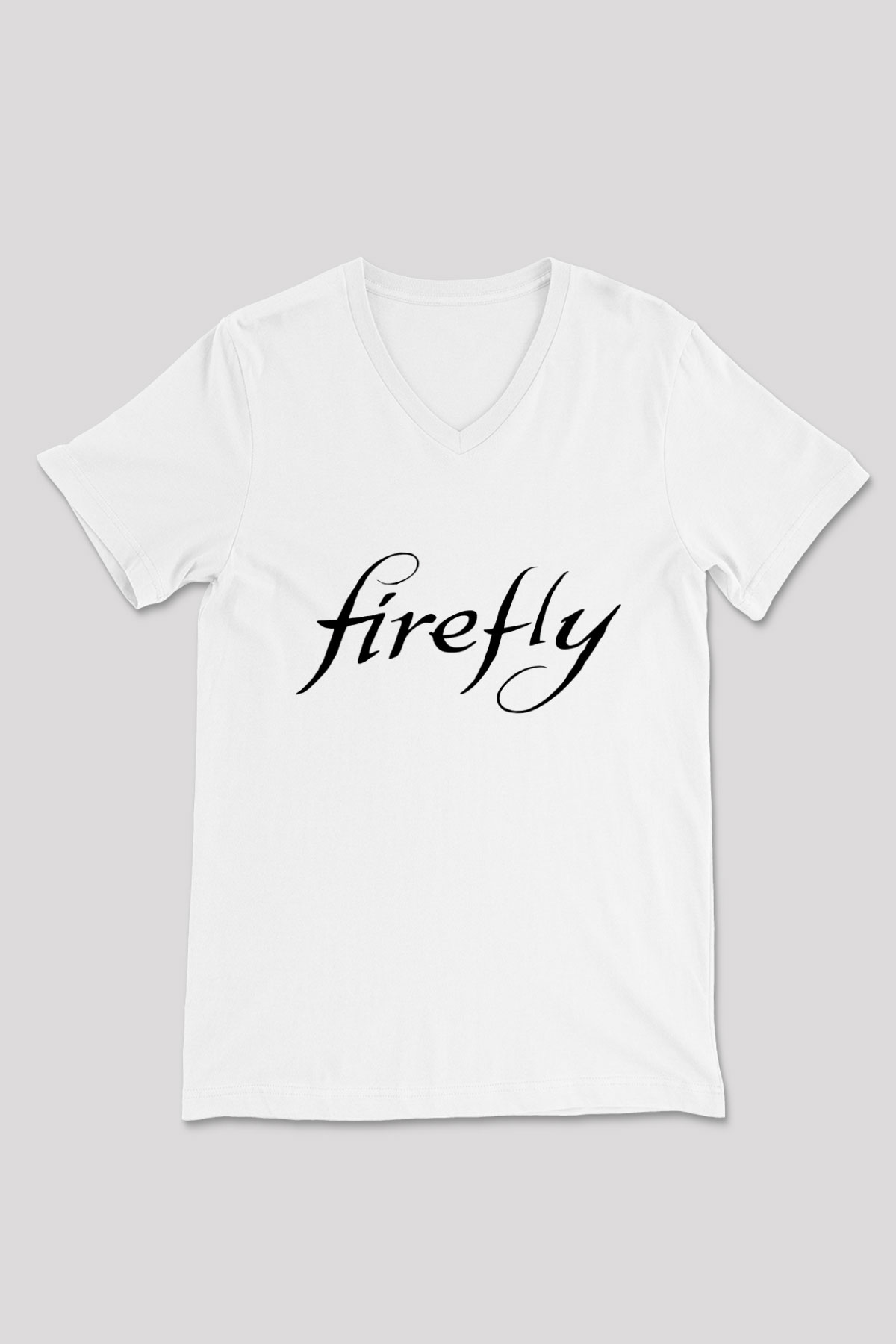 Firefly Beyaz Unisex V Yaka Tişört T-Shirt
