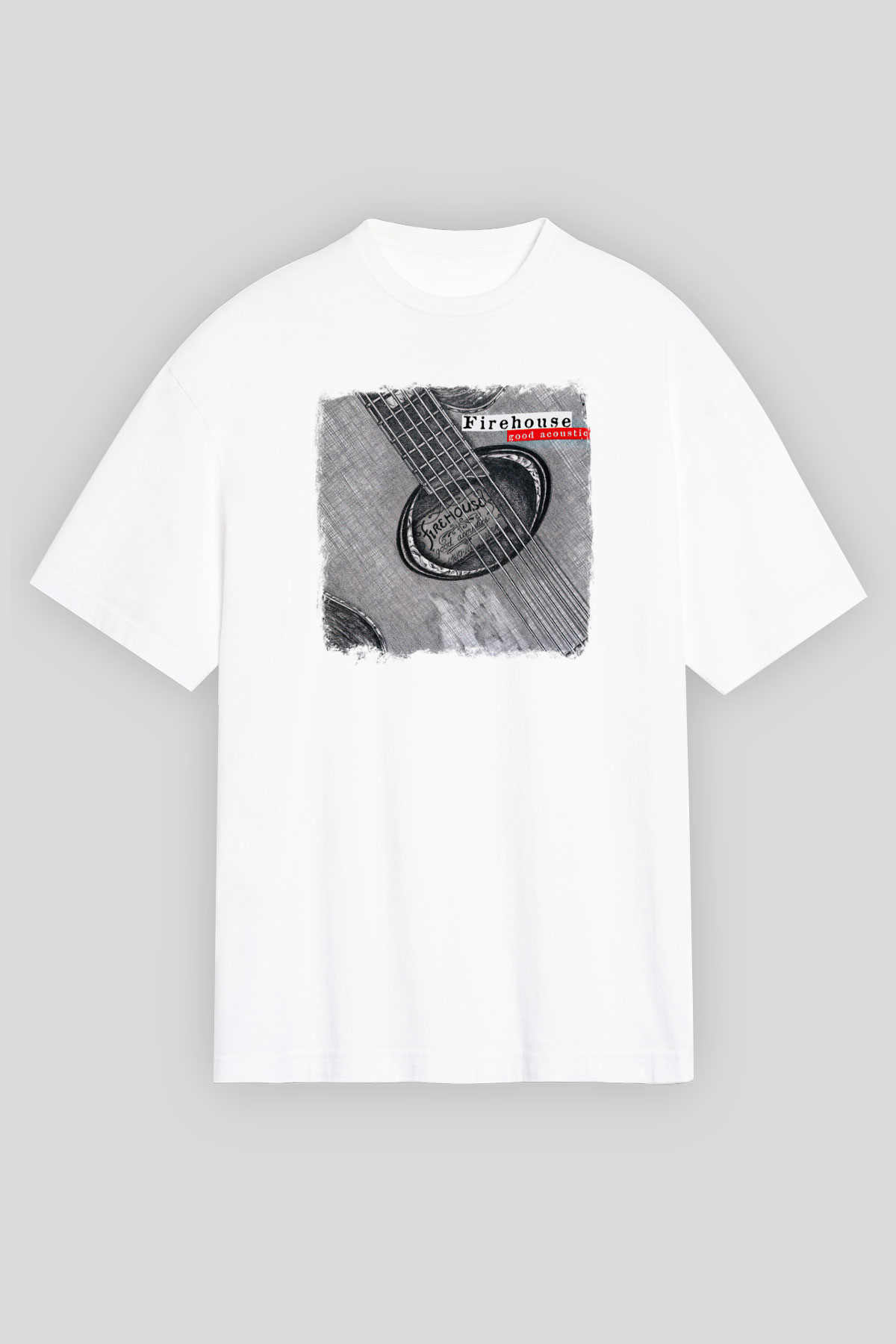 FireHouse Baskılı Unisex Beyaz Oversize Tişört