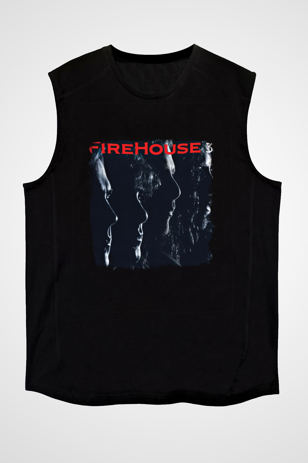 FireHouse Baskılı Unisex Siyah Kolsuz Tişört