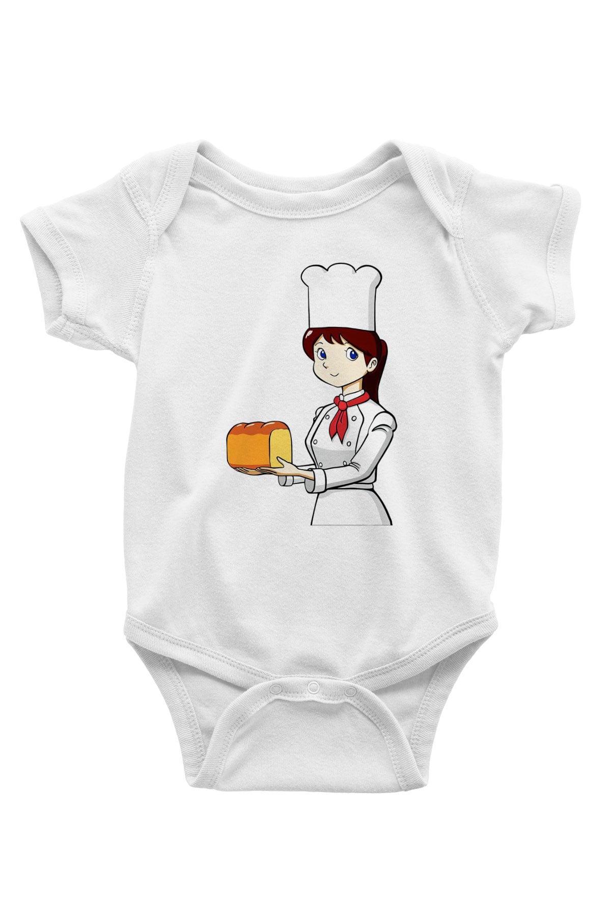 Fırıncı Baskılı Beyaz Unisex Bebek Body - Zıbın