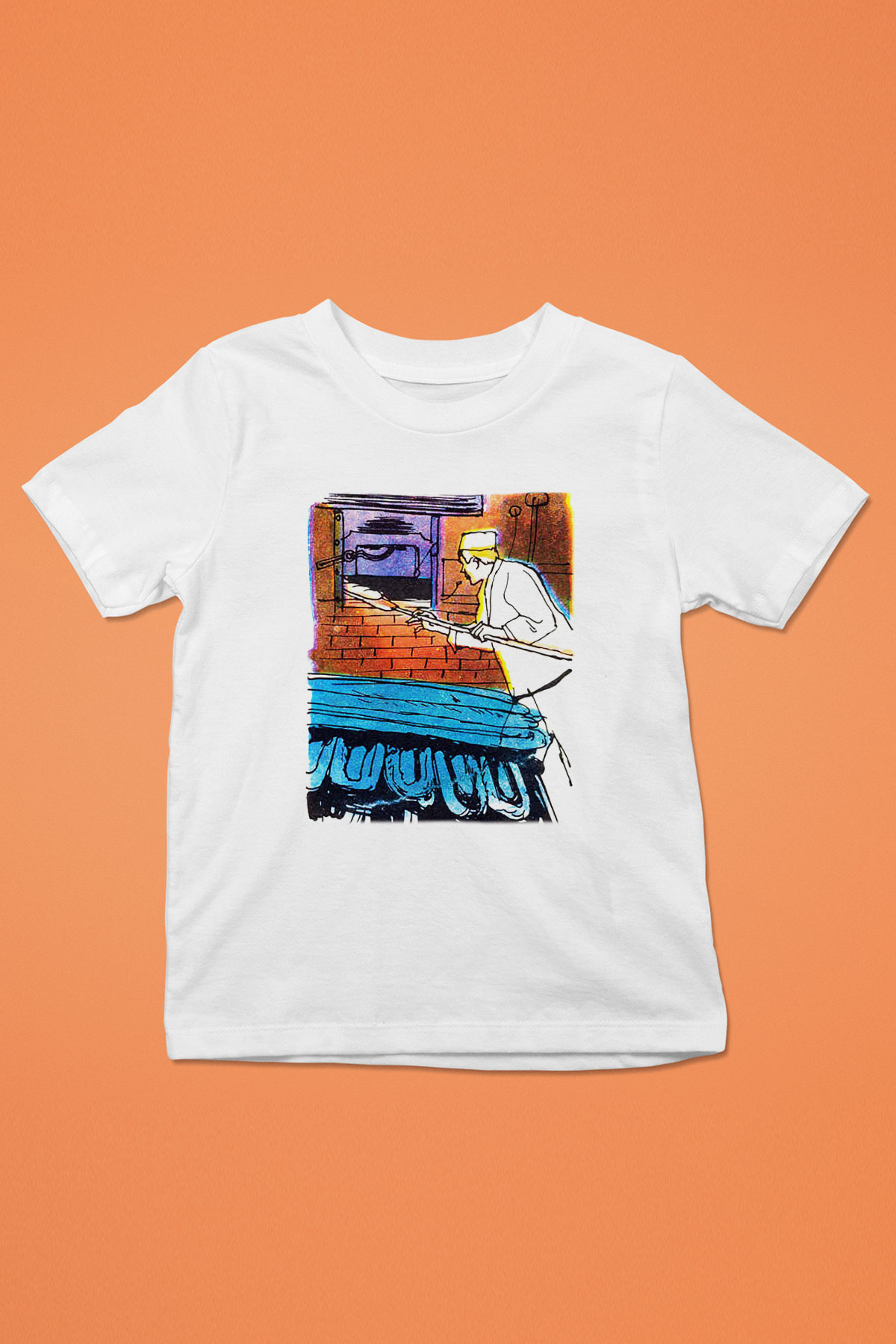 Fırıncı Baskılı Beyaz Unisex Çocuk Tişört