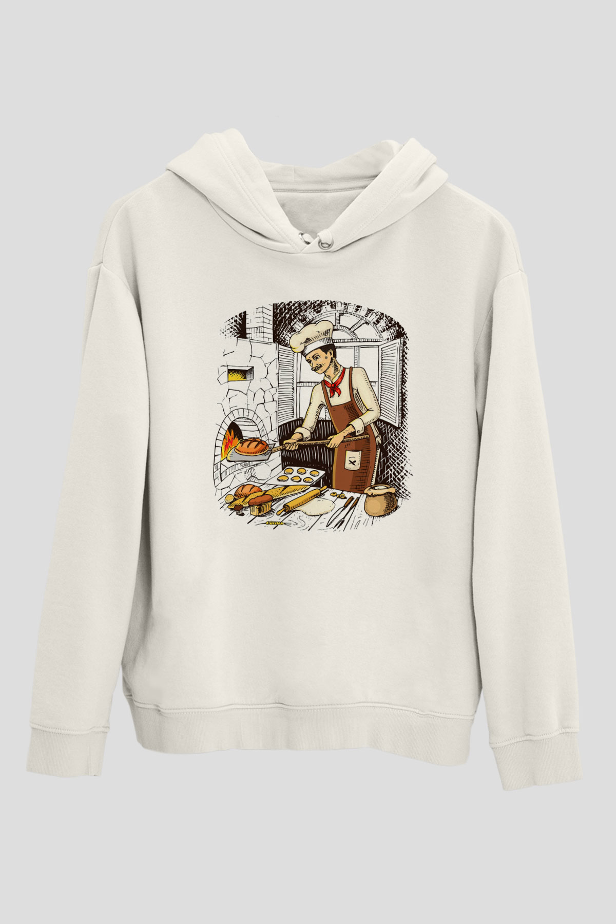 Fırıncı Beyaz Unisex Hoodie