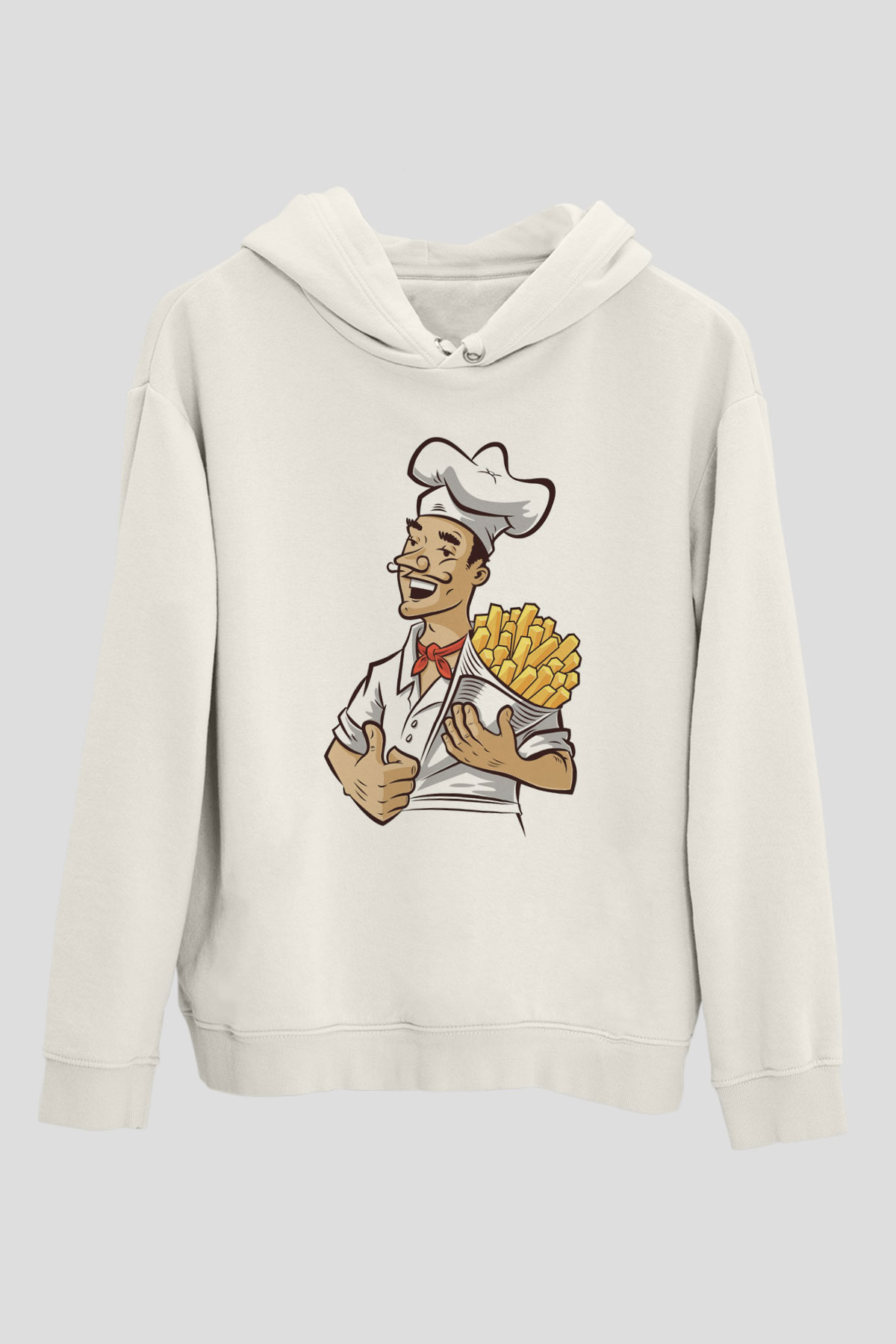 Fırıncı Beyaz Unisex Kapüşonlu Sweatshirt