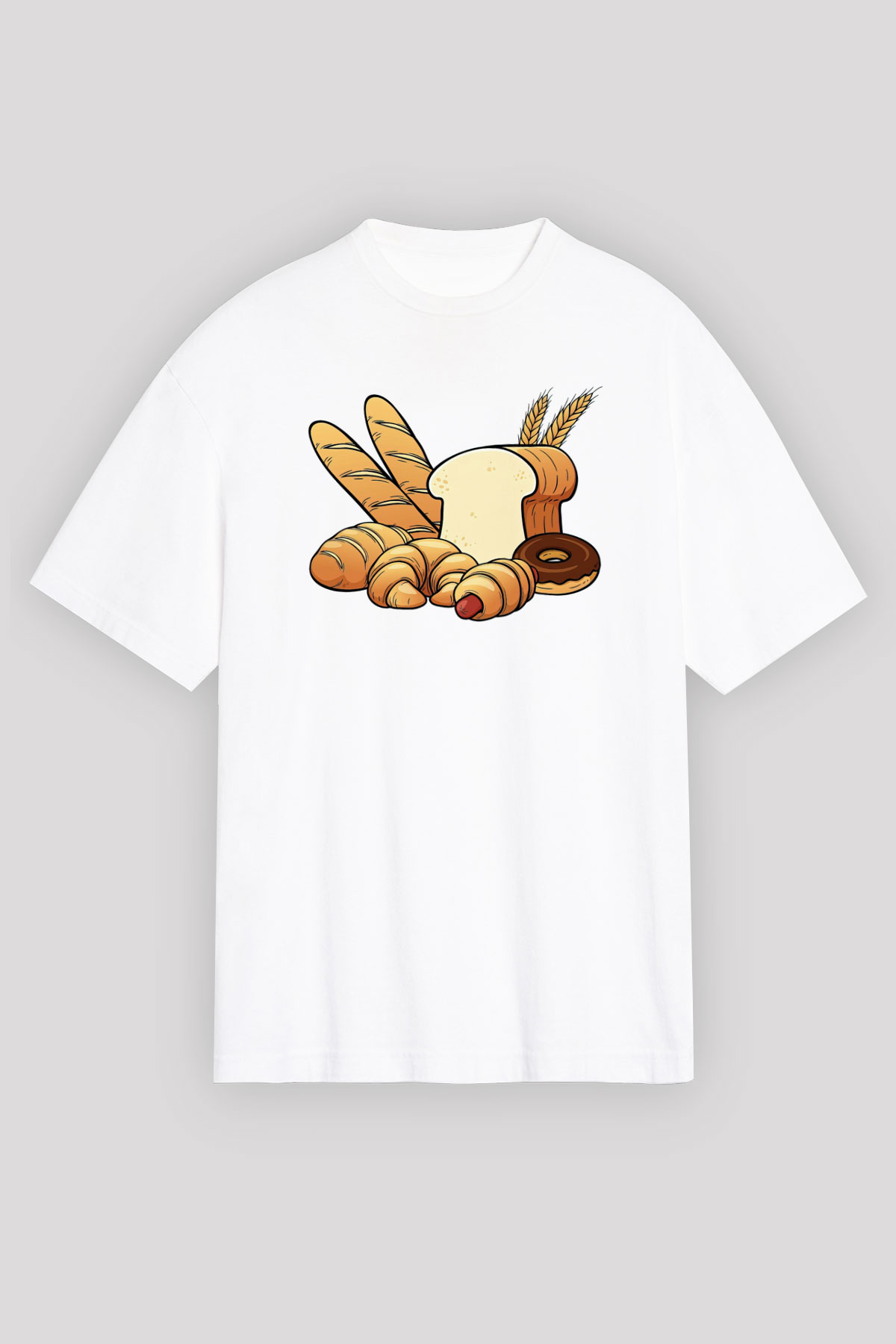 Fırıncı Beyaz Unisex Oversize Tişört T-Shirt