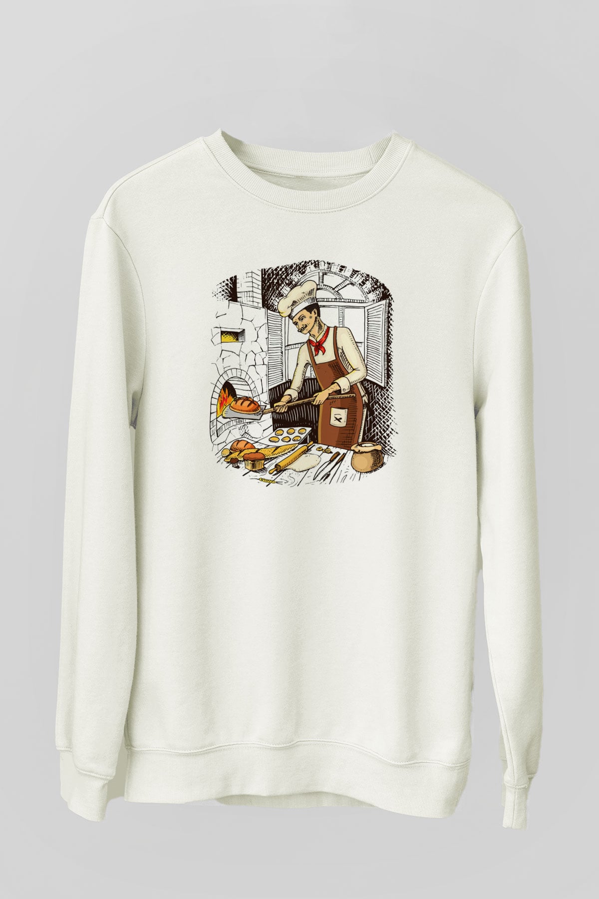 Fırıncı Beyaz Unisex Sweatshirt