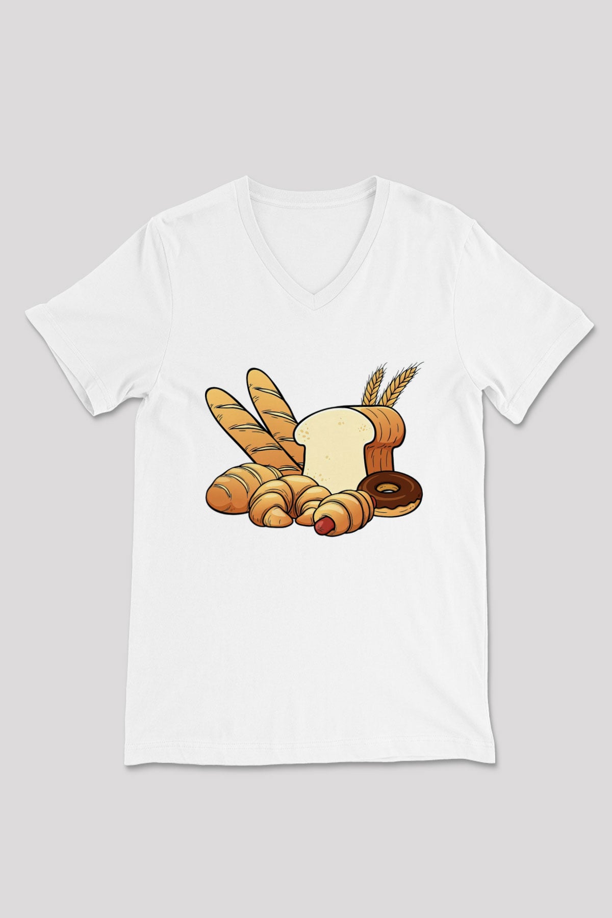 Fırıncı Beyaz Unisex V Yaka Tişört T-Shirt