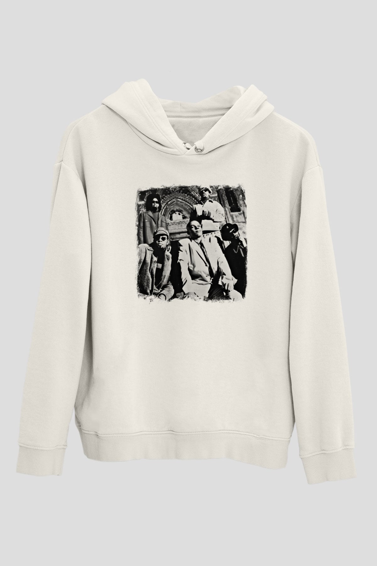 Fishbone Baskılı Unisex Beyaz Hoodie