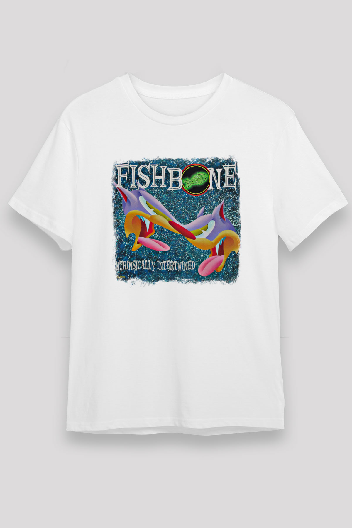 Fishbone Baskılı Unisex Beyaz Tişört